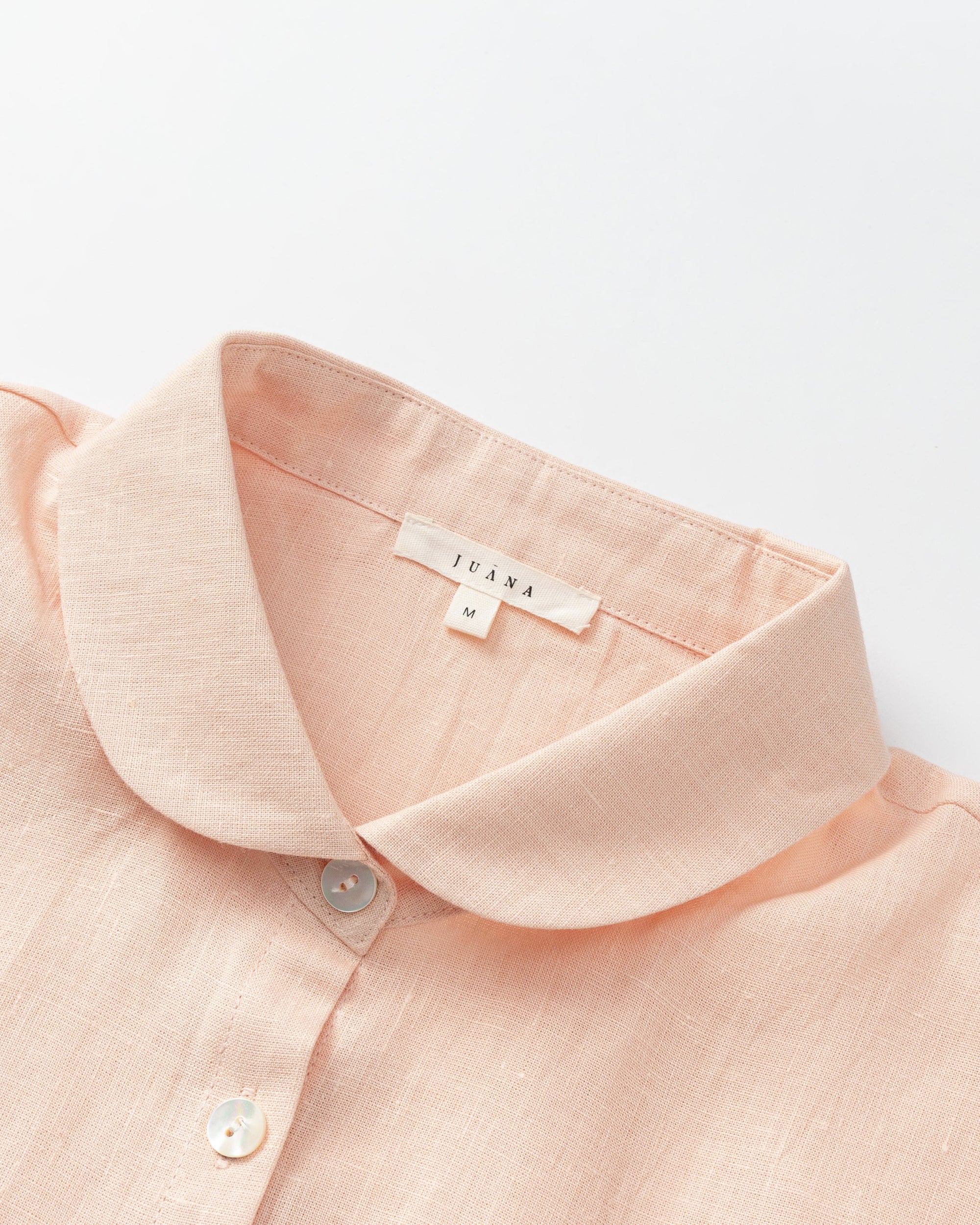 Juana Hemp Retreat Top peach (hemp–hemp) shell buttons and button-front placket detail