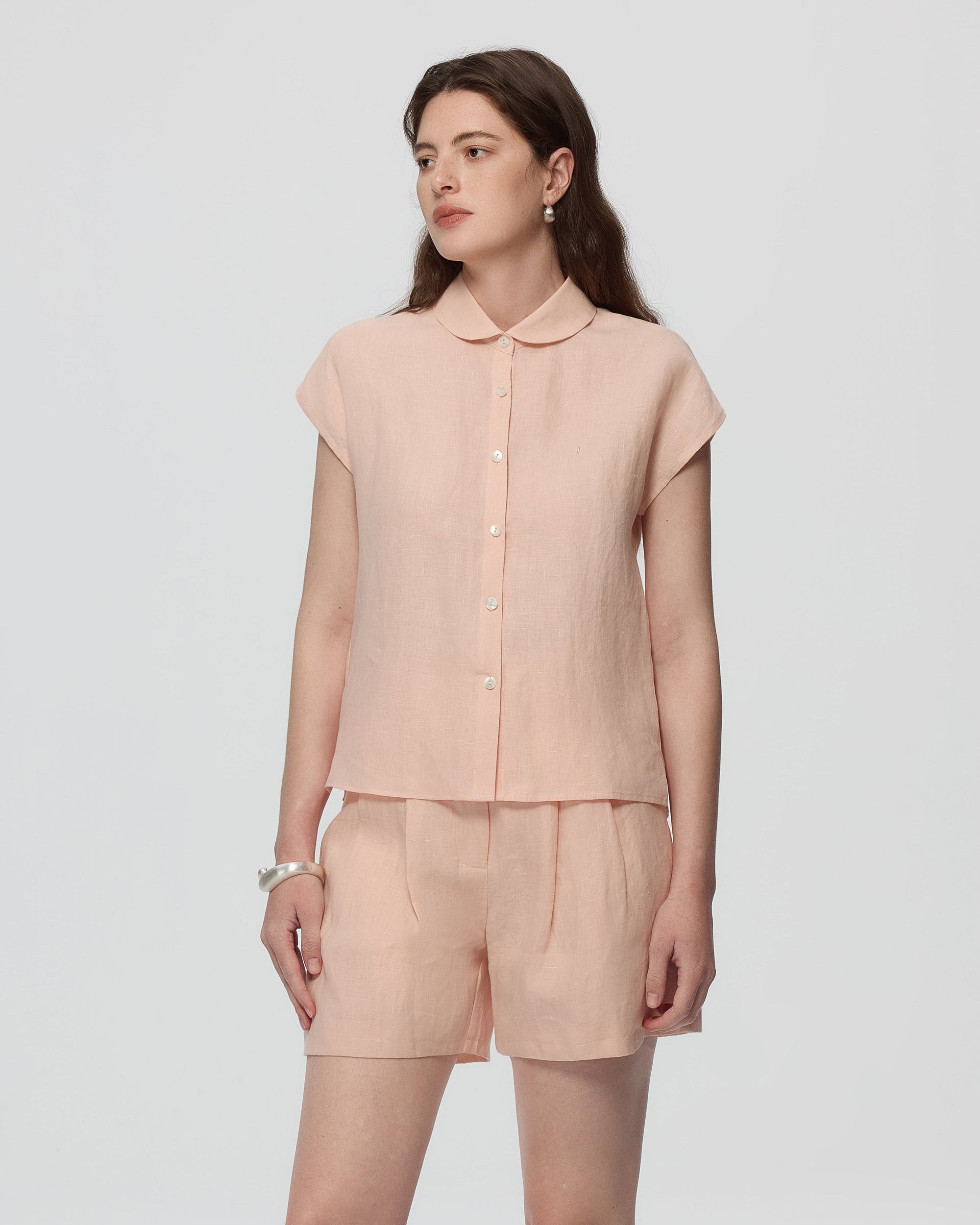 Juana Hemp Retreat Top peach (hemp–hemp) styled look highlighting drop-shoulder shape