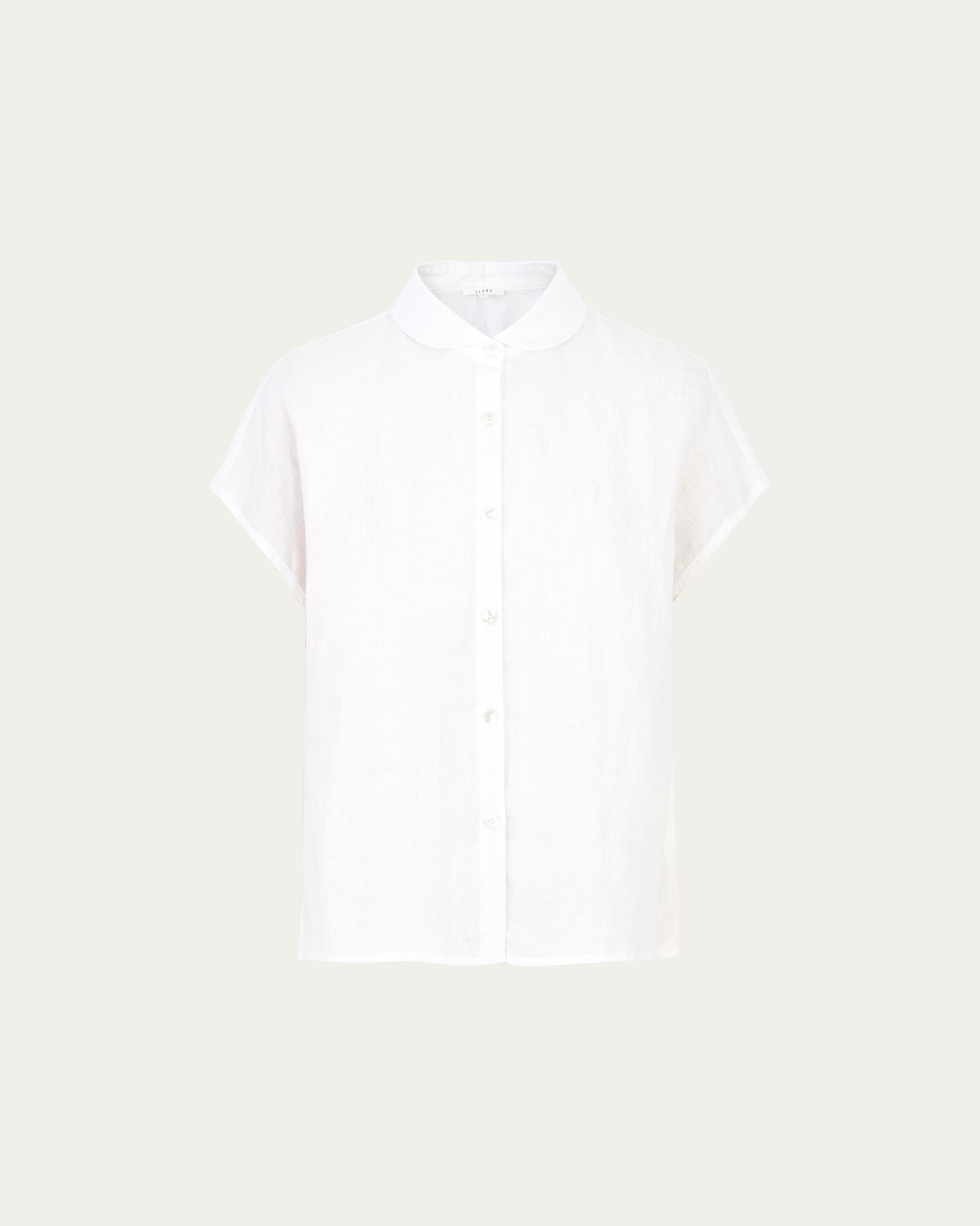 Juana Hemp Retreat Top white (hemp) front view with button-up construction