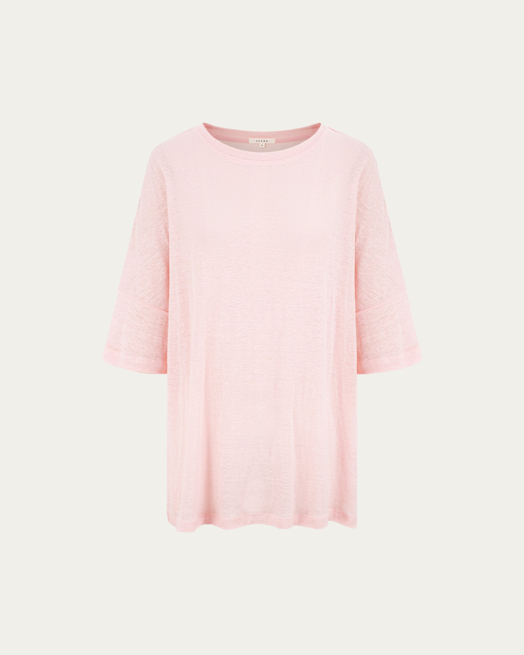 Juana Hemp Sheer Slub Tee cactus flower (hemp) ghost front view showing lightweight drape
