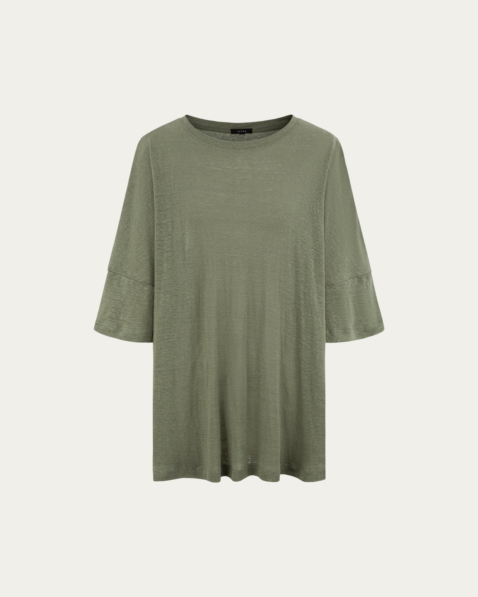 Juana Hemp Sheer Slub Tee olive (hemp) ghost front view showing lightweight drape
