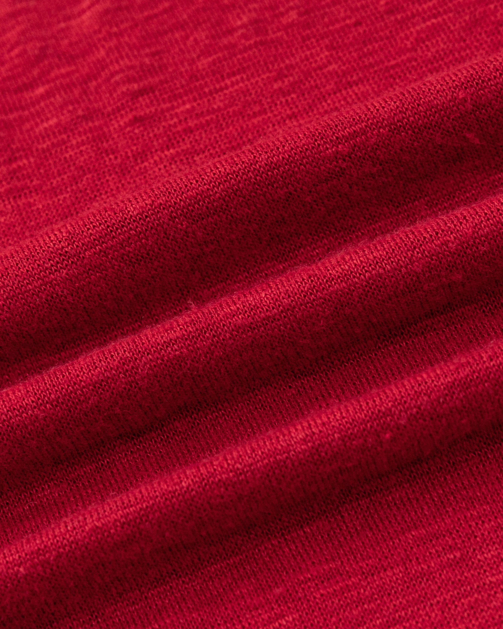 Juana Hemp Sheer Slub Tee true red (hemp) textile close-up showing natural slub texture