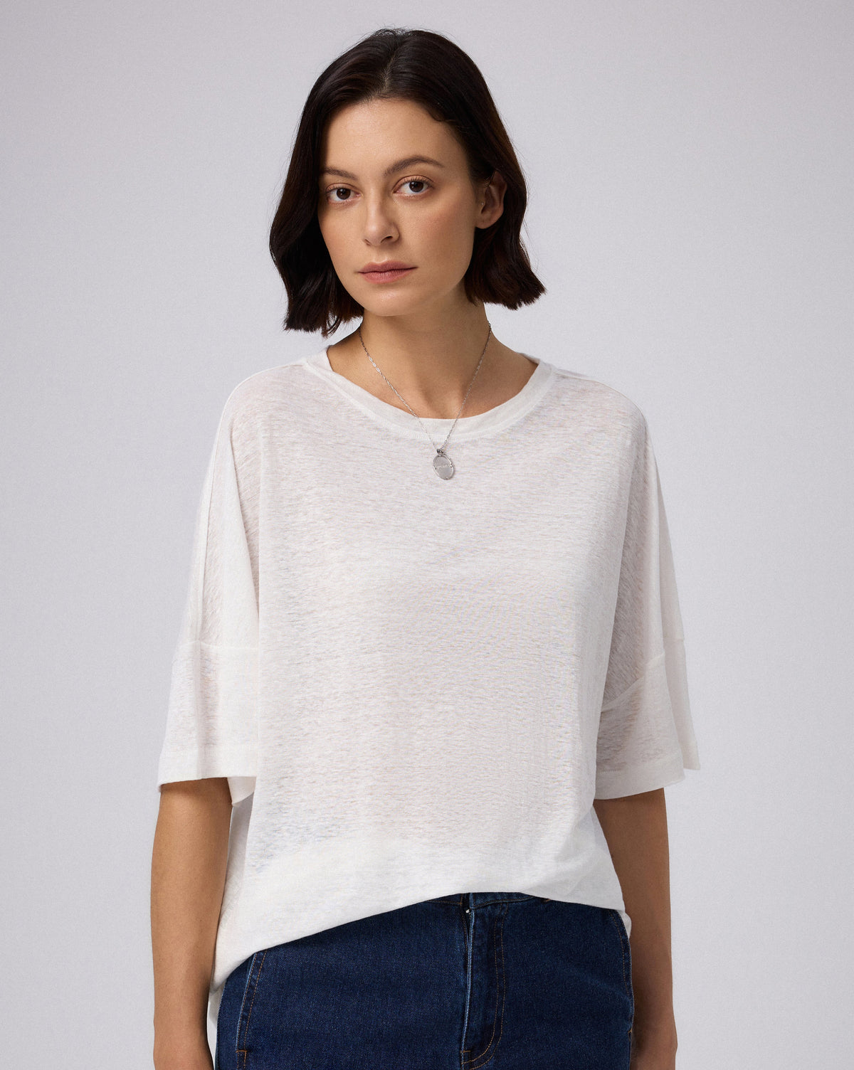 Juana Hemp Sheer Slub Tee white (hemp) complete model look showing effortless styling
