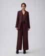 Juana Hemp Tailored Blazer in espresso (hemp) styled open to show its easy drape and fully lined construction