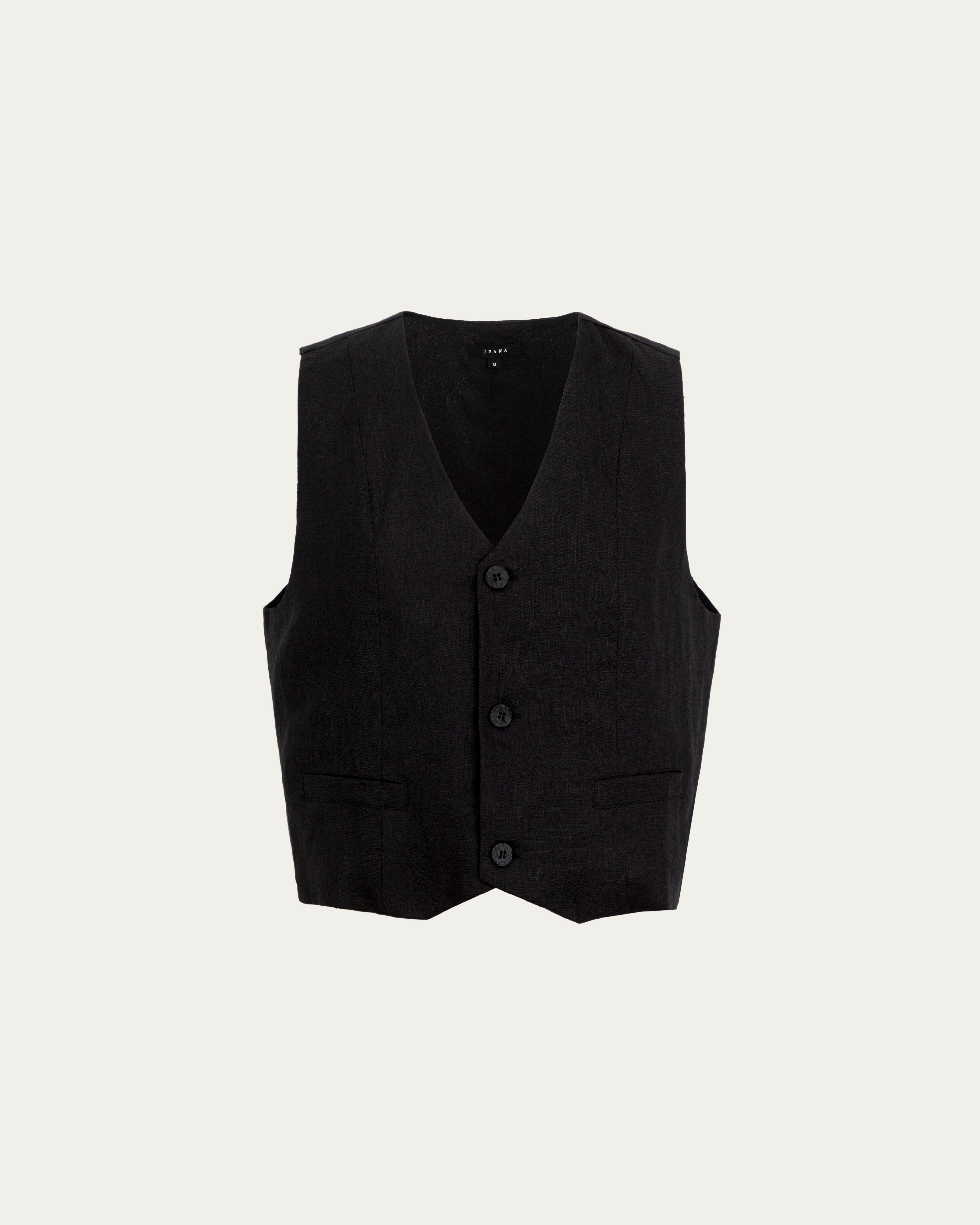 Sustainable 100% Hemp Juana Tailored Vest for Women - Black