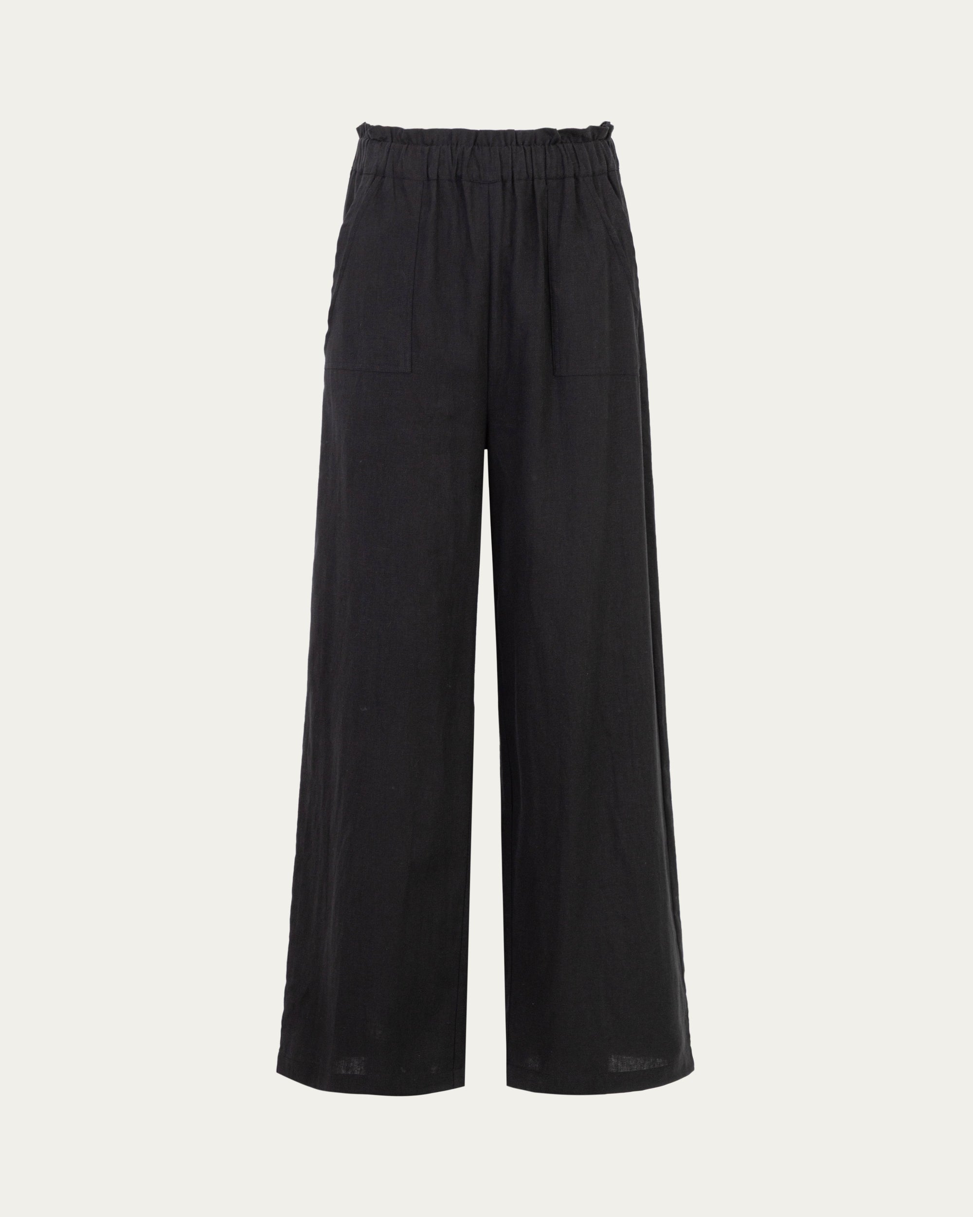 Juana Lyricist Natural High Rise Pull-on Pants Black (hemp–cotton) front silhouette wide leg
