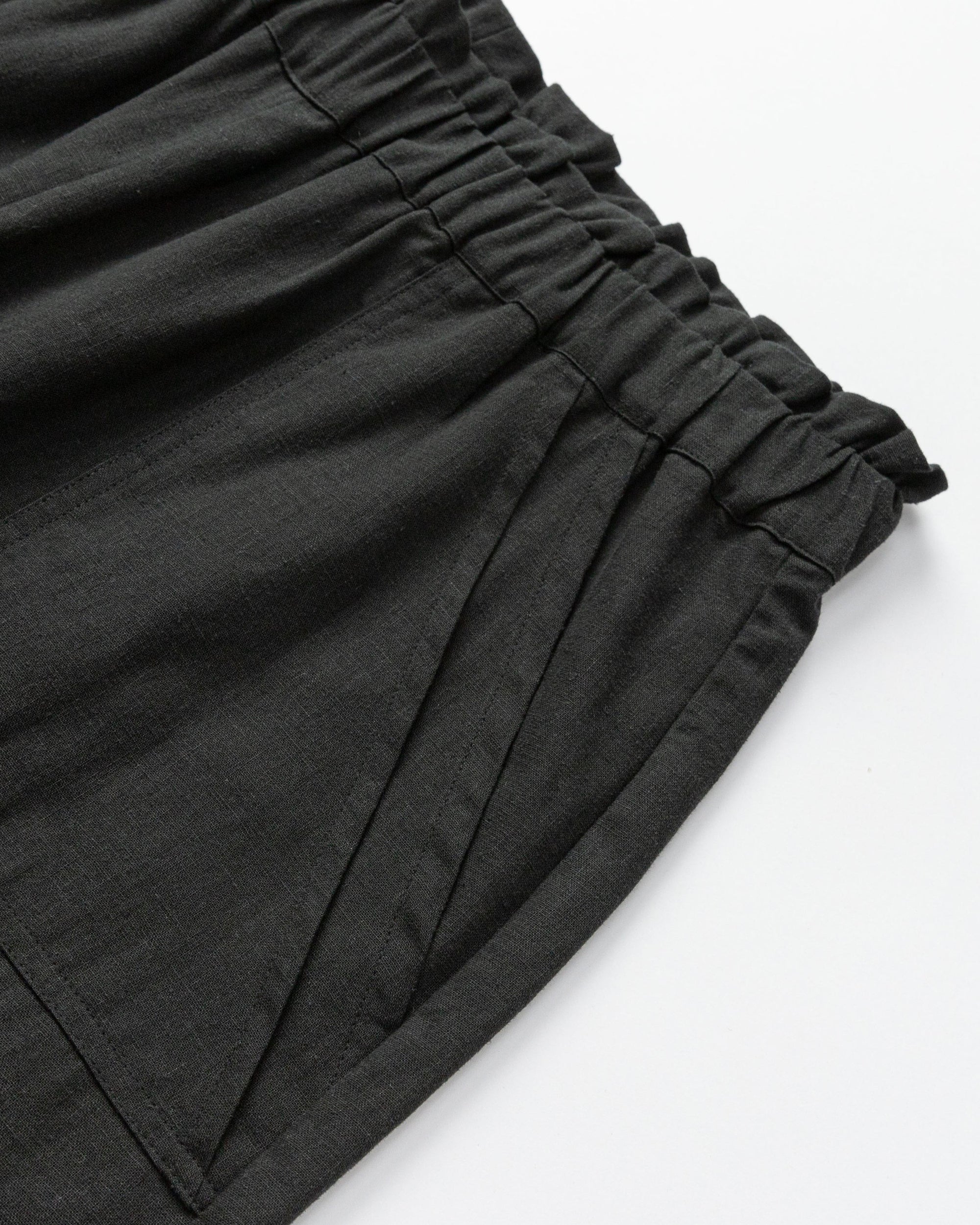 Juana Lyricist Natural High Rise Pull-on Pants Black (hemp–cotton) waistband detail and clean finish