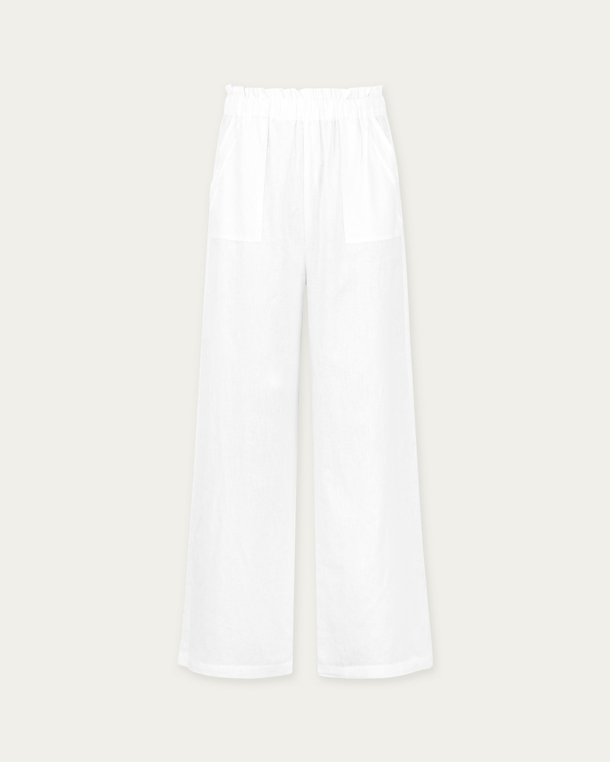 Juana Lyricist Natural High Rise Pull-on Pants White (hemp–cotton) front silhouette wide leg