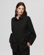 Juana Lyricist Natural Oversized Shirt Black (sustainable hemp–cotton blend) relaxed fit on model
