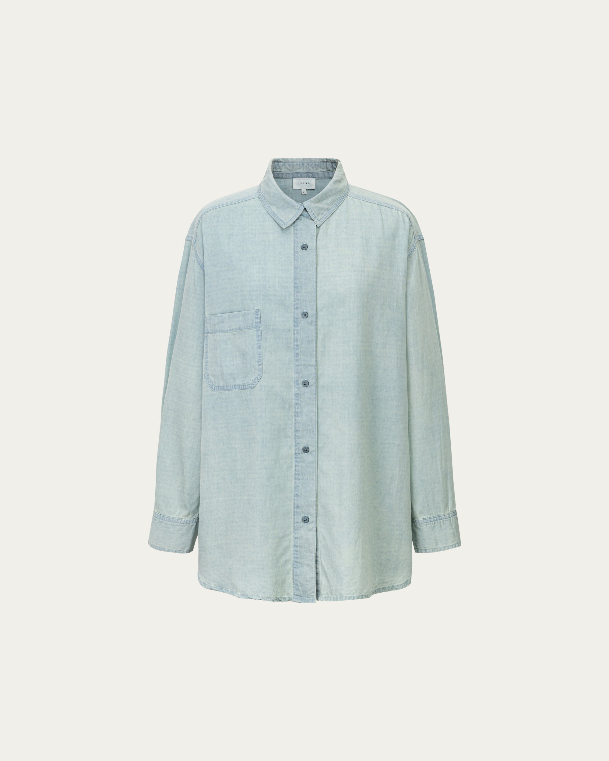 Juana Lyricist Oversized Shirt chambray blue (Sustainable Tencel–Cotton–Hemp) featuring front silhouette and oversized drape