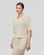 Juana Marina Crochet Tee Cream (sustainable cotton–hemp) on model showing oversized crewneck and boxy fit