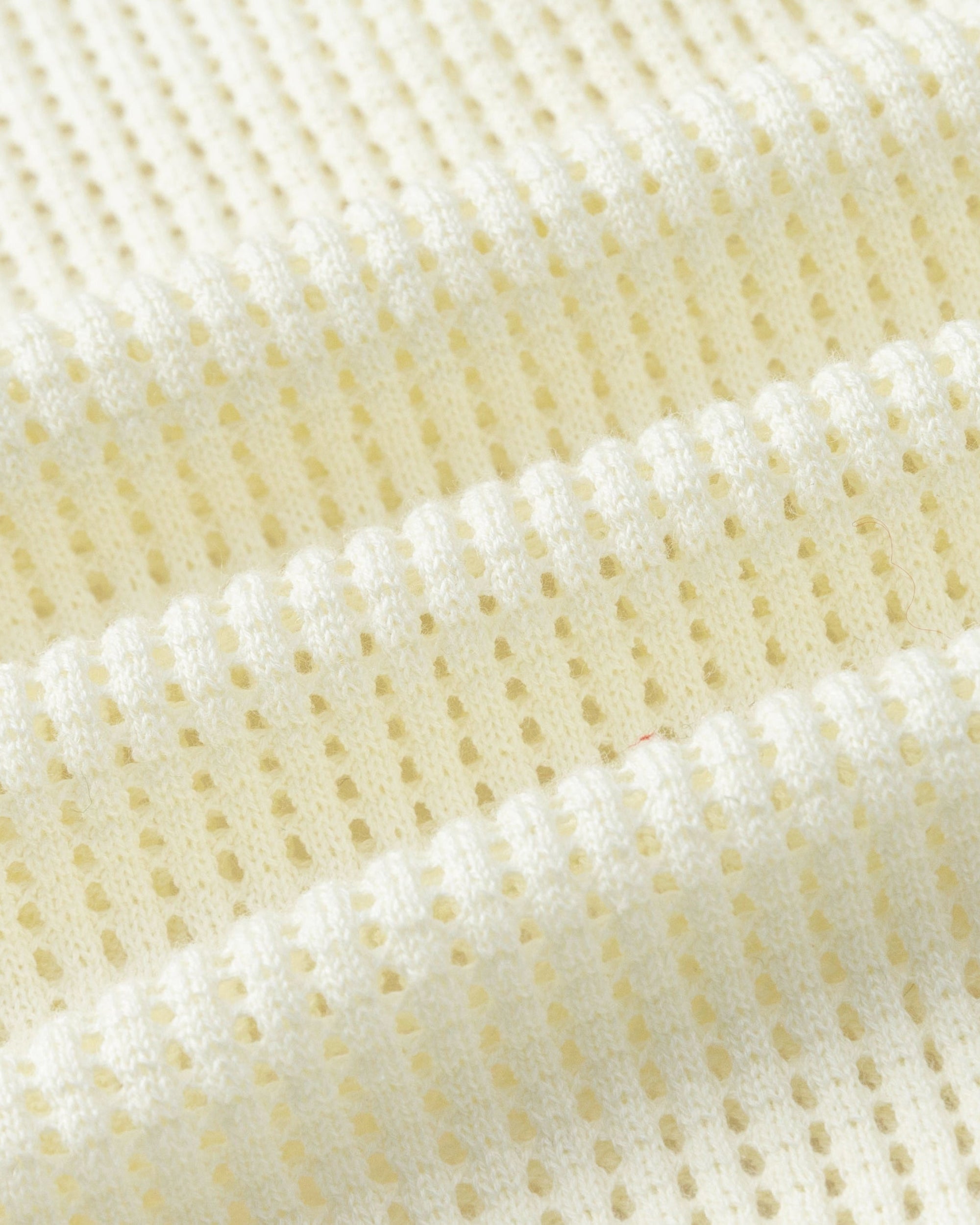 Juana Marina Open Knit Skirt Cream (sustainable cotton–hemp) textile close-up showing breathable open knit stitch definition