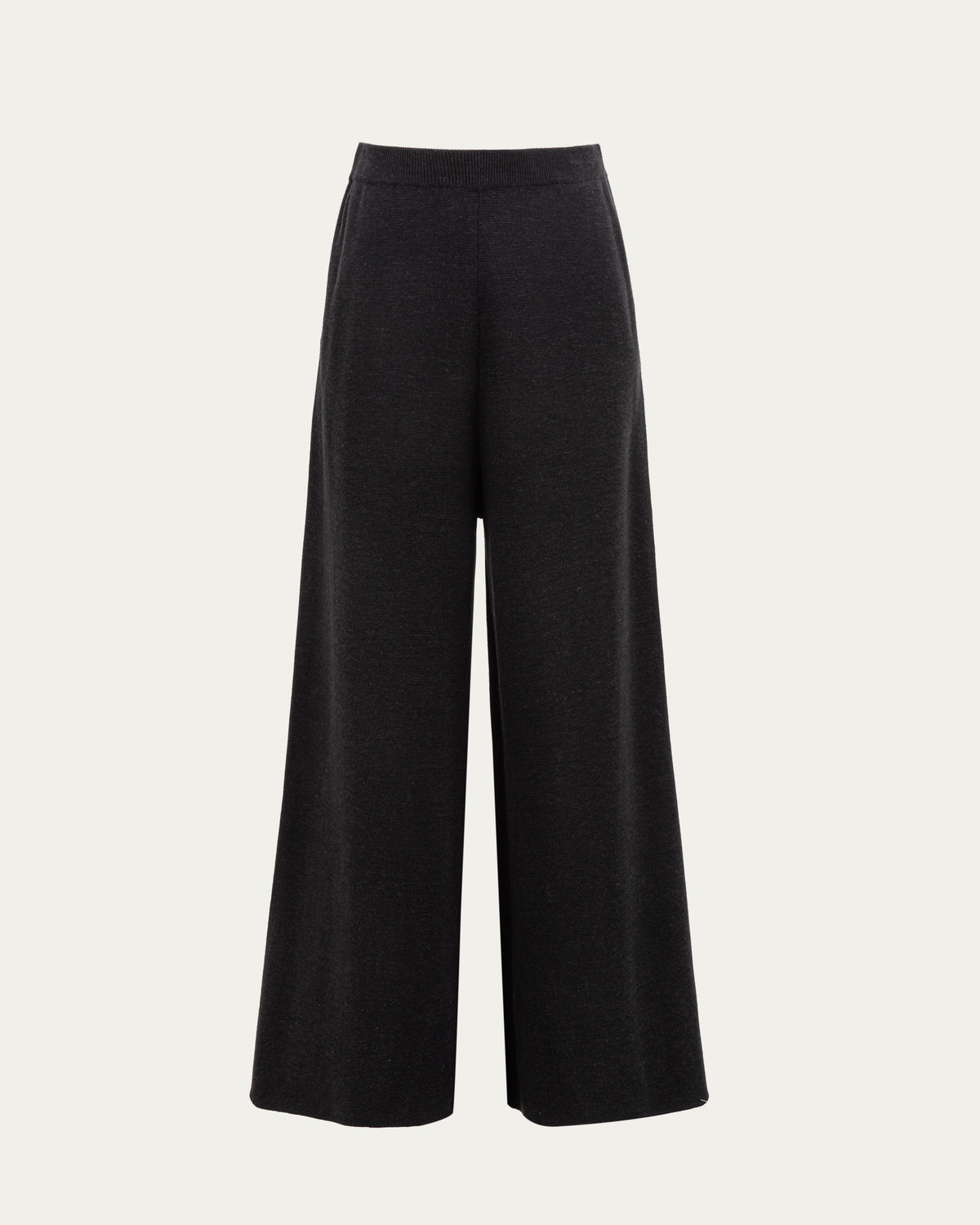 Juana Mid-Rise Cropped Pants in Black (merino wool–hemp–silk) shown from the front with a mid-rise waist and cropped wide legs.
