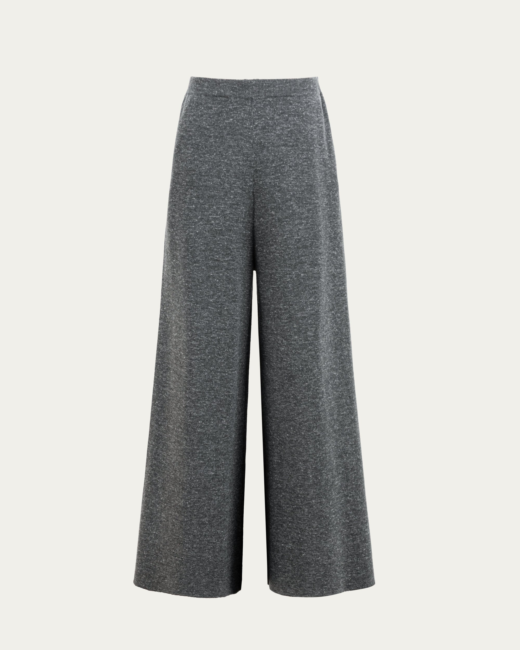 Juana Mid-Rise Cropped Pants in Charcoal (merino wool–hemp–silk) shown from the front with a mid-rise waist and cropped wide legs.