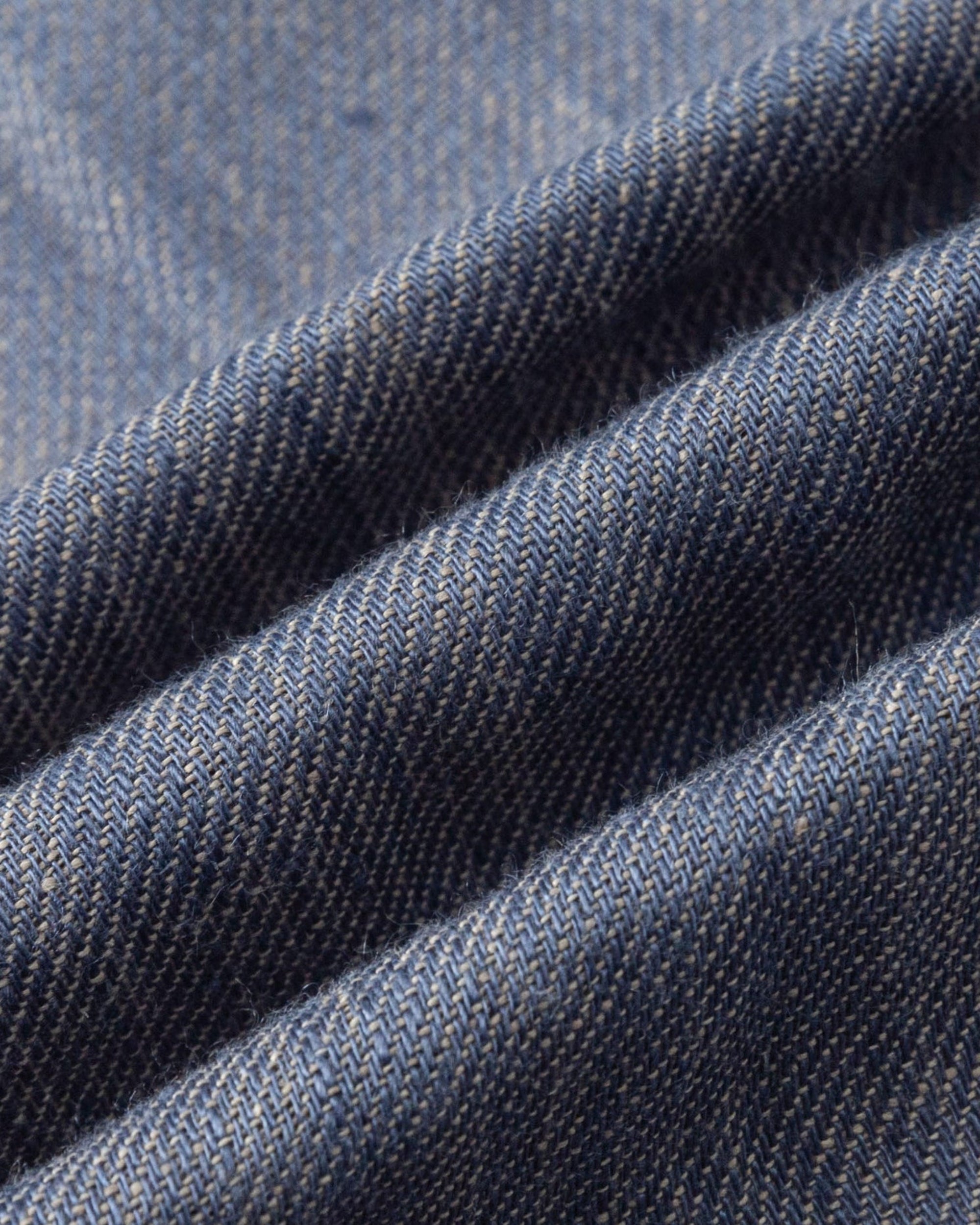 Juana Mira Boxy Jacket Steel blue (linen–hemp) textile close-up showing naturally textured weave