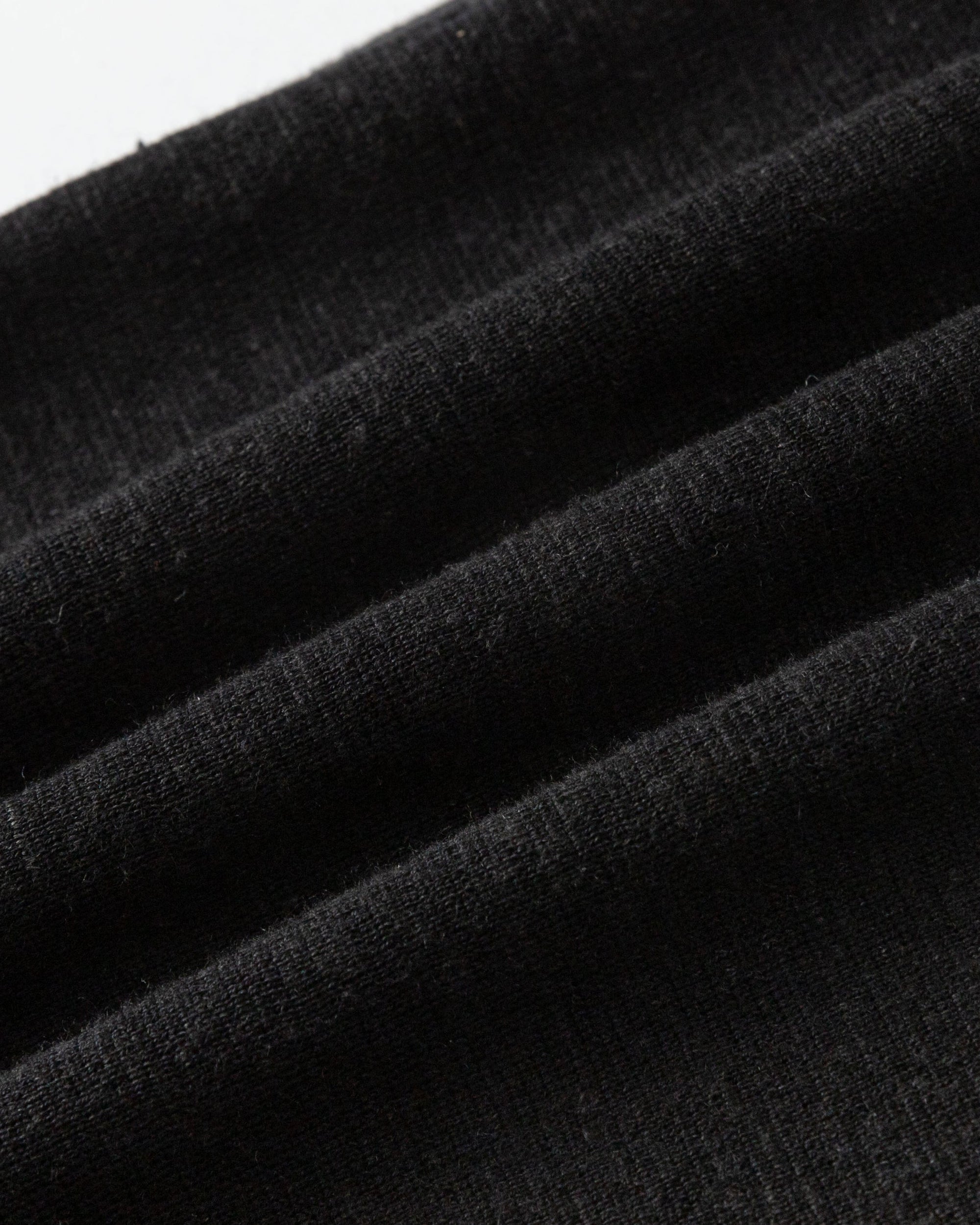 Close-up of merino–silk–hemp knit of Nilo Pull-On Pants (black), highlighting soft, breathable texture.