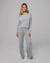Full-body view of Nilo Knitted Hemp Pull-on Pants (heather gray) paired with Nilo Crewneck for a coordinated knit look.
