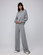 Full-body view of Nilo Knitted Hemp Pull-on Pants (heather gray) paired with Nilo Crewneck for a coordinated knit look.