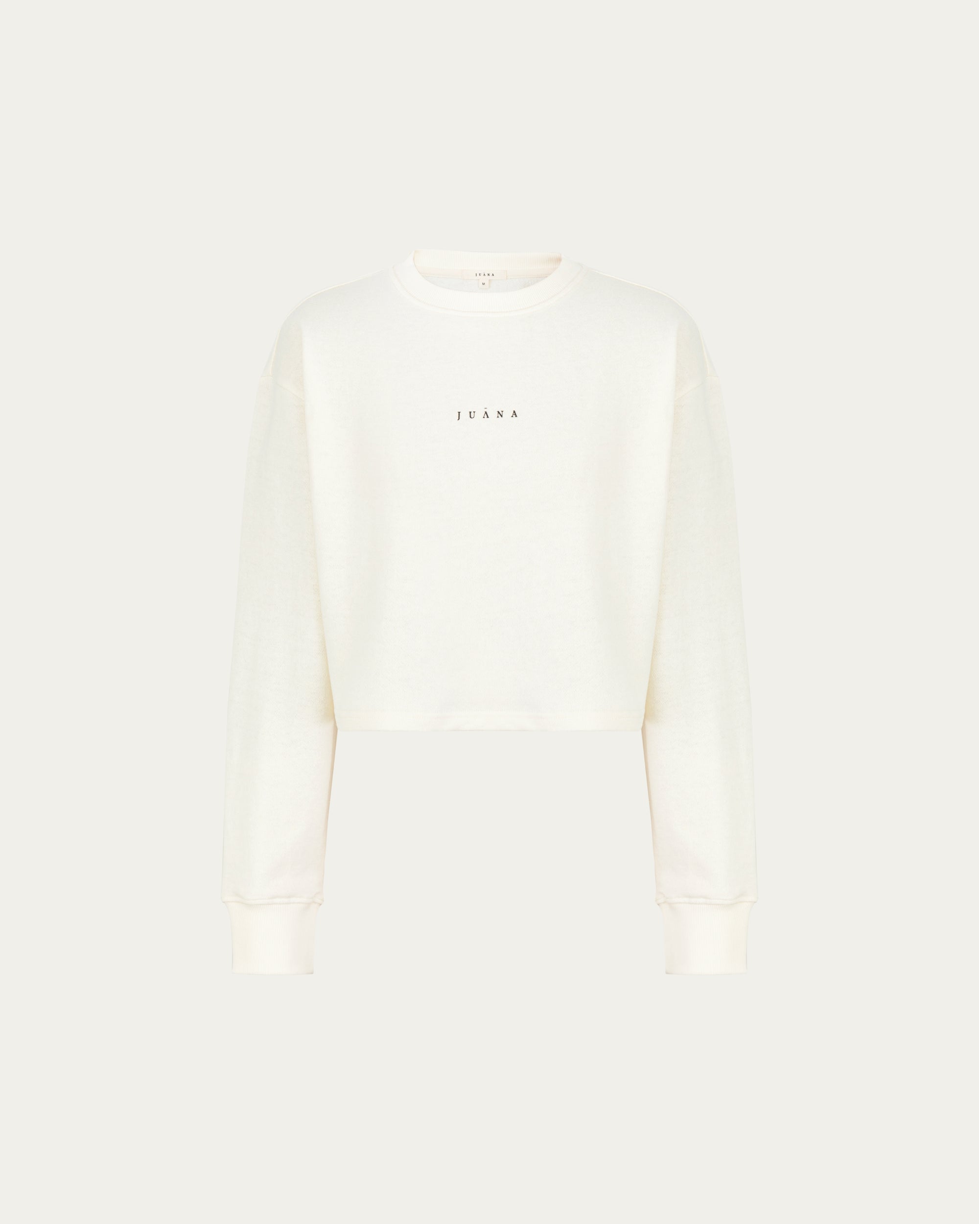 Juana Off Hours Natural Crewneck Sweater Cream (hemp–organic cotton) front silhouette and crew neckline