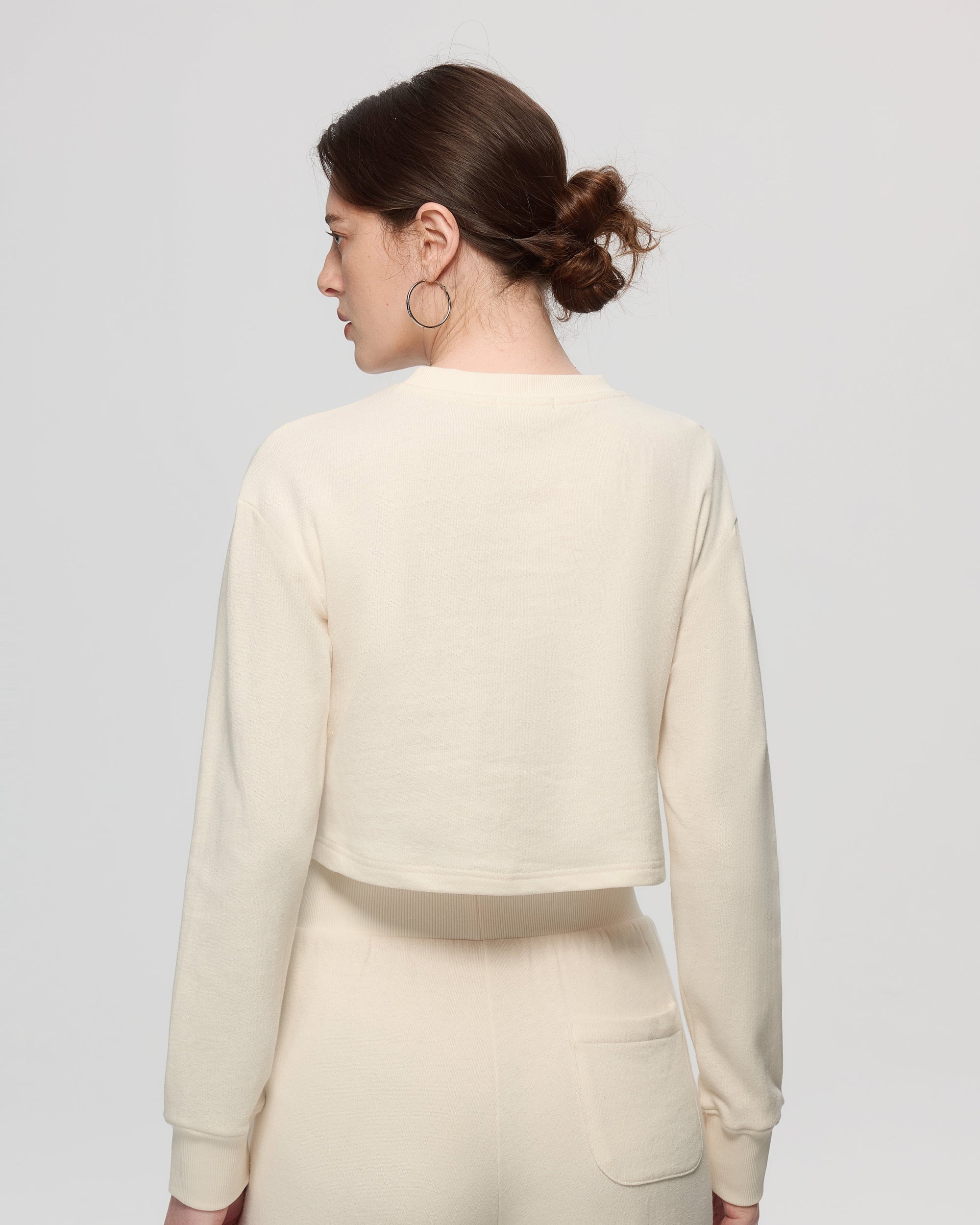 Juana Off Hours Natural Crewneck Sweater Cream (hemp–organic cotton) back view showing relaxed drape