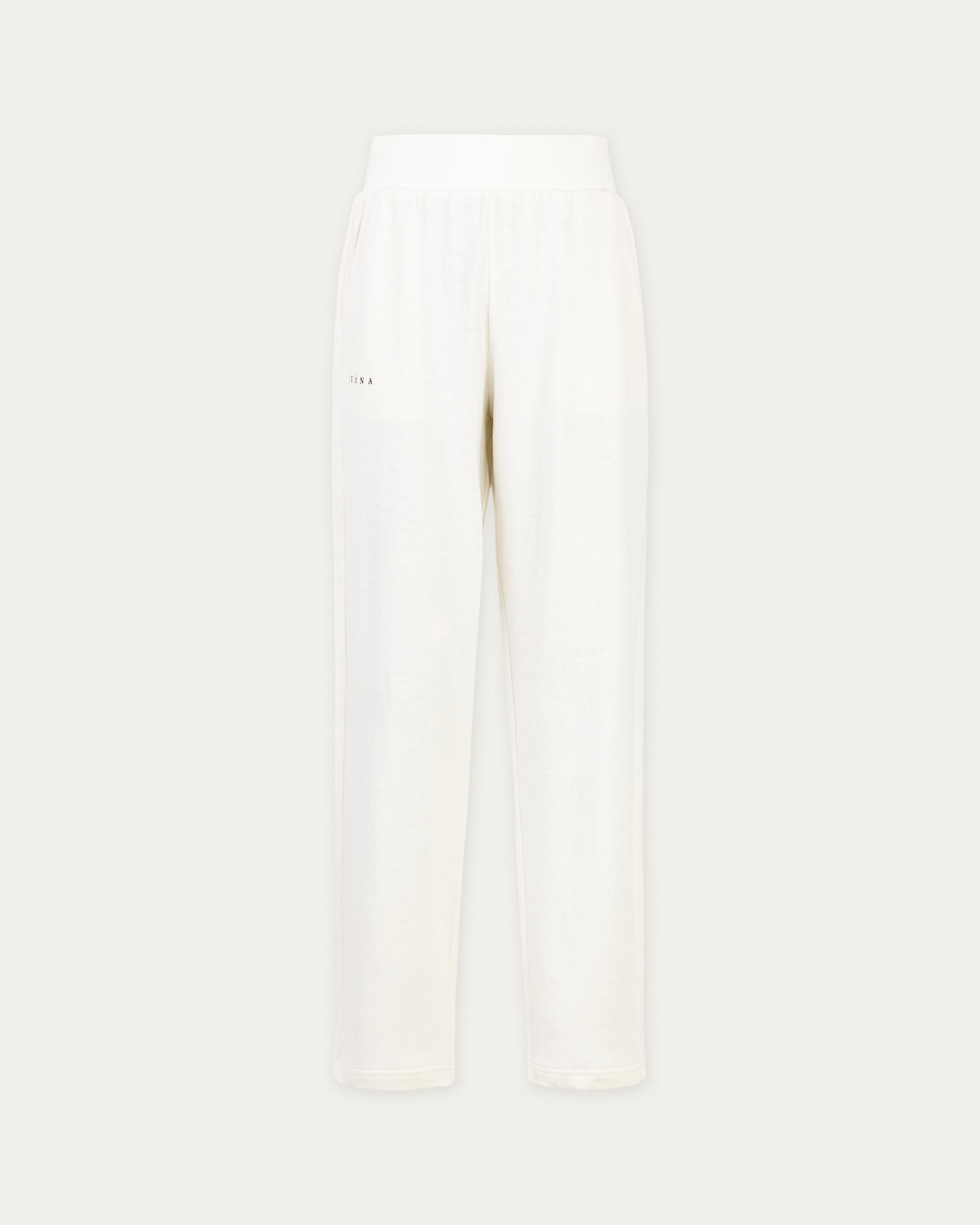 Juana Off Hours Natural Mid Rise Joggers cream (hemp–organic cotton) with mid-rise waistband shown on ghost front