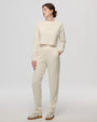Juana Off Hours Natural Mid Rise Joggers cream (hemp–organic cotton) with relaxed fit shown on model front