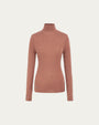 Ossa Knitted Hemp Turtleneck (Mocha Mousse) on ghost mannequin, front view highlighting clean neckline and smooth drape.
