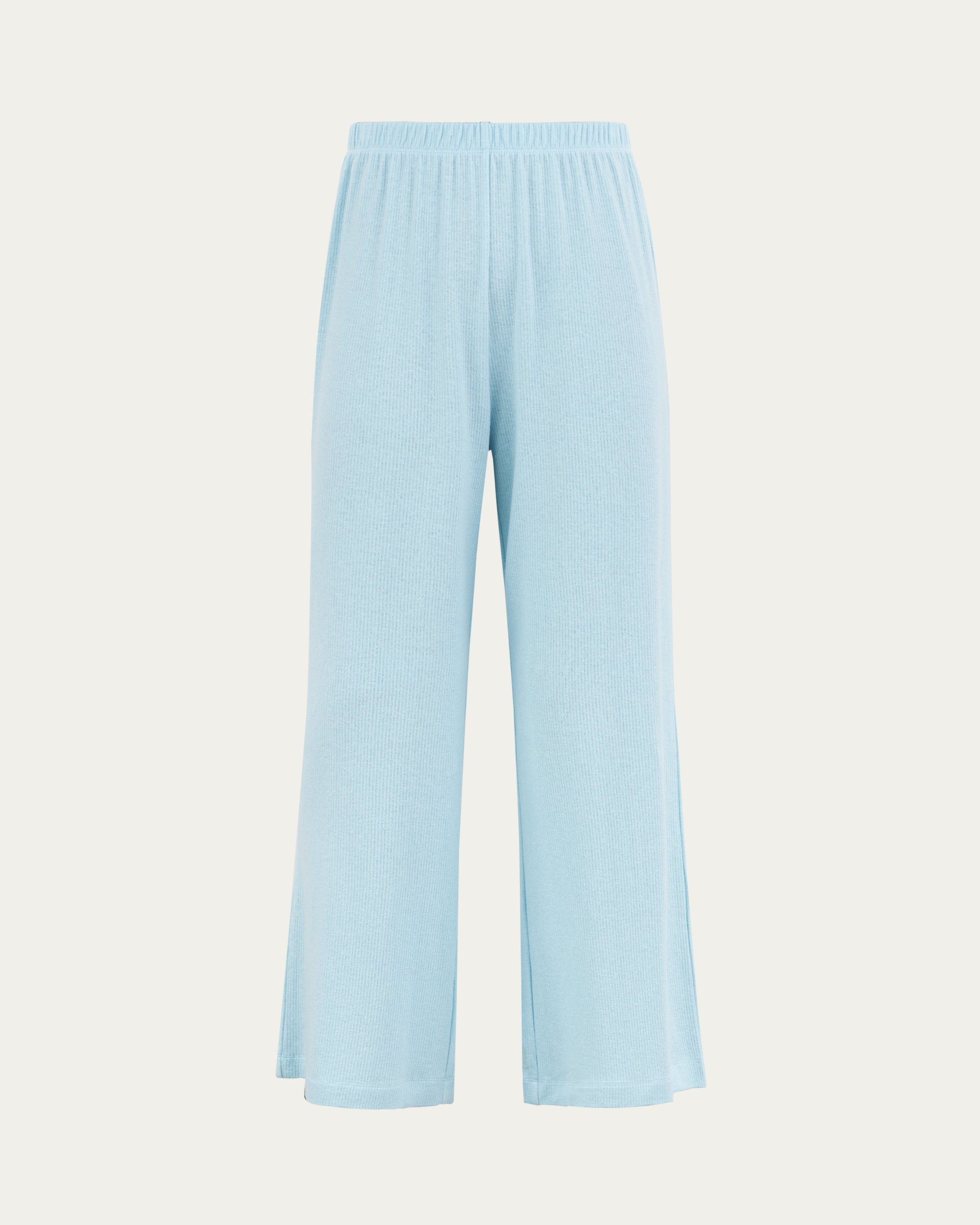 Juana Selene Lounge Pants sky blue (hemp–tencel–spandex) ghost front view with elastic waistband and clean front