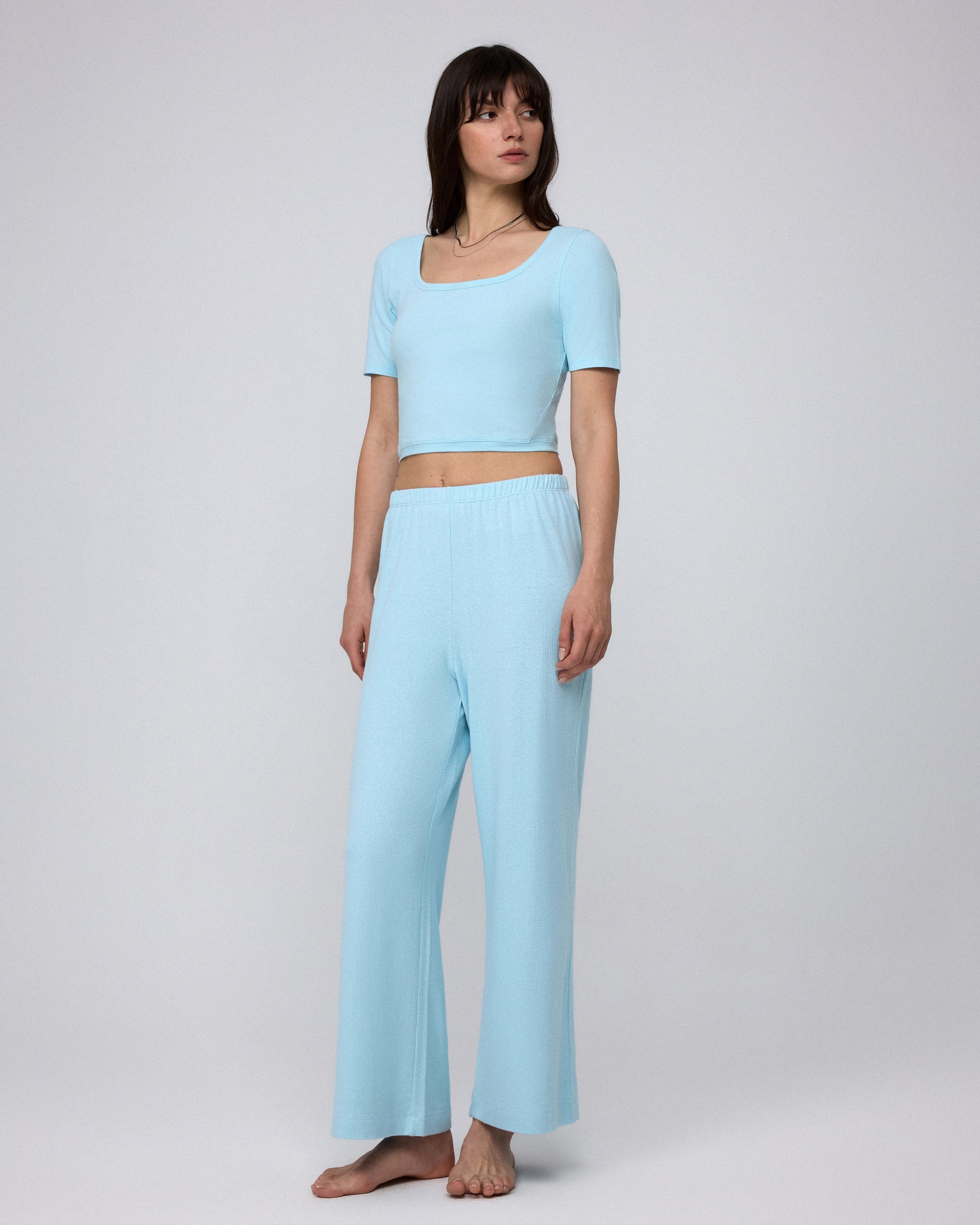 Juana look Selene Lounge Pants sky blue plus Classics Squareneck Top sky blue