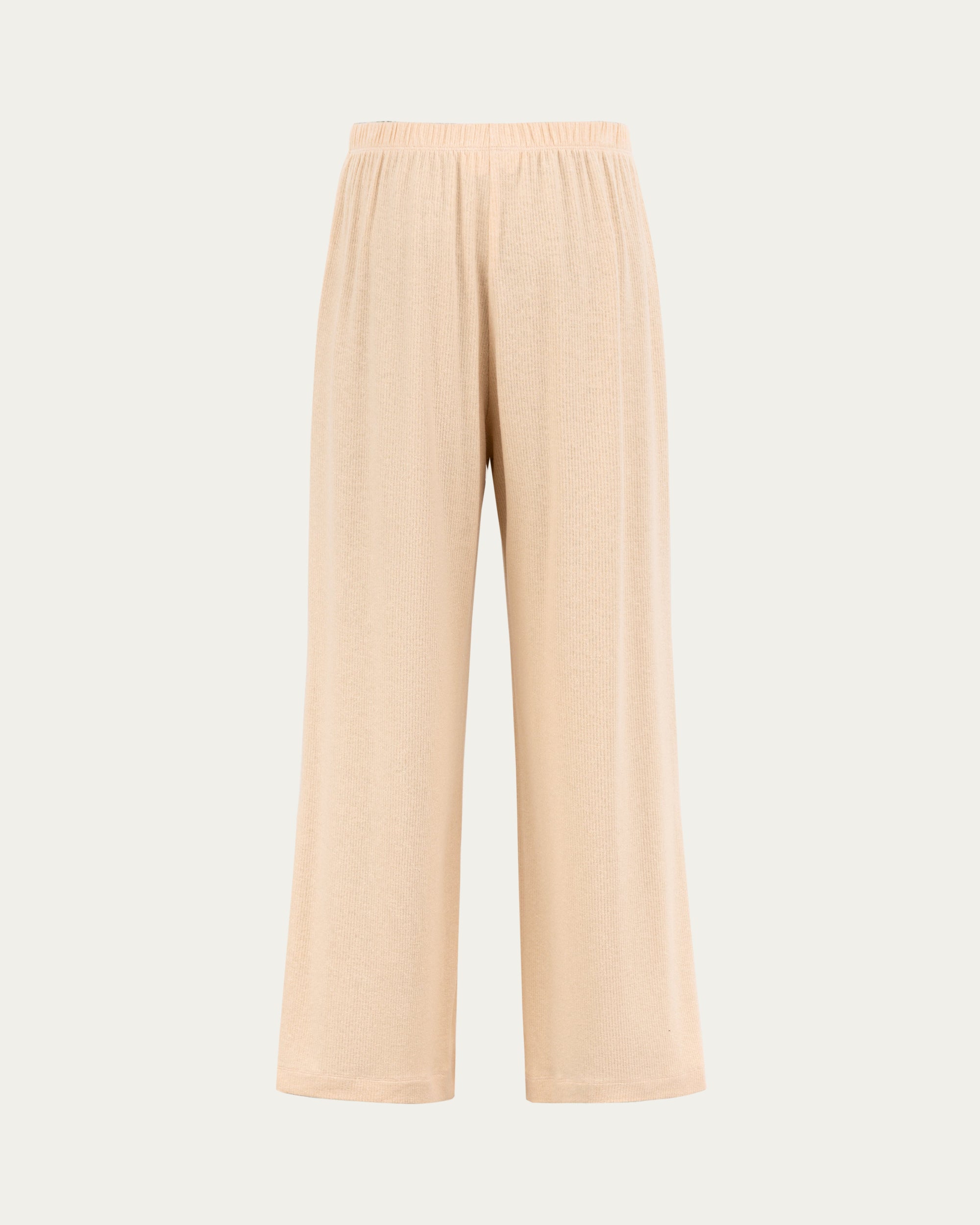 Juana Selene Lounge Pants tan (hemp–tencel–spandex) ghost back view with full-length straight drape