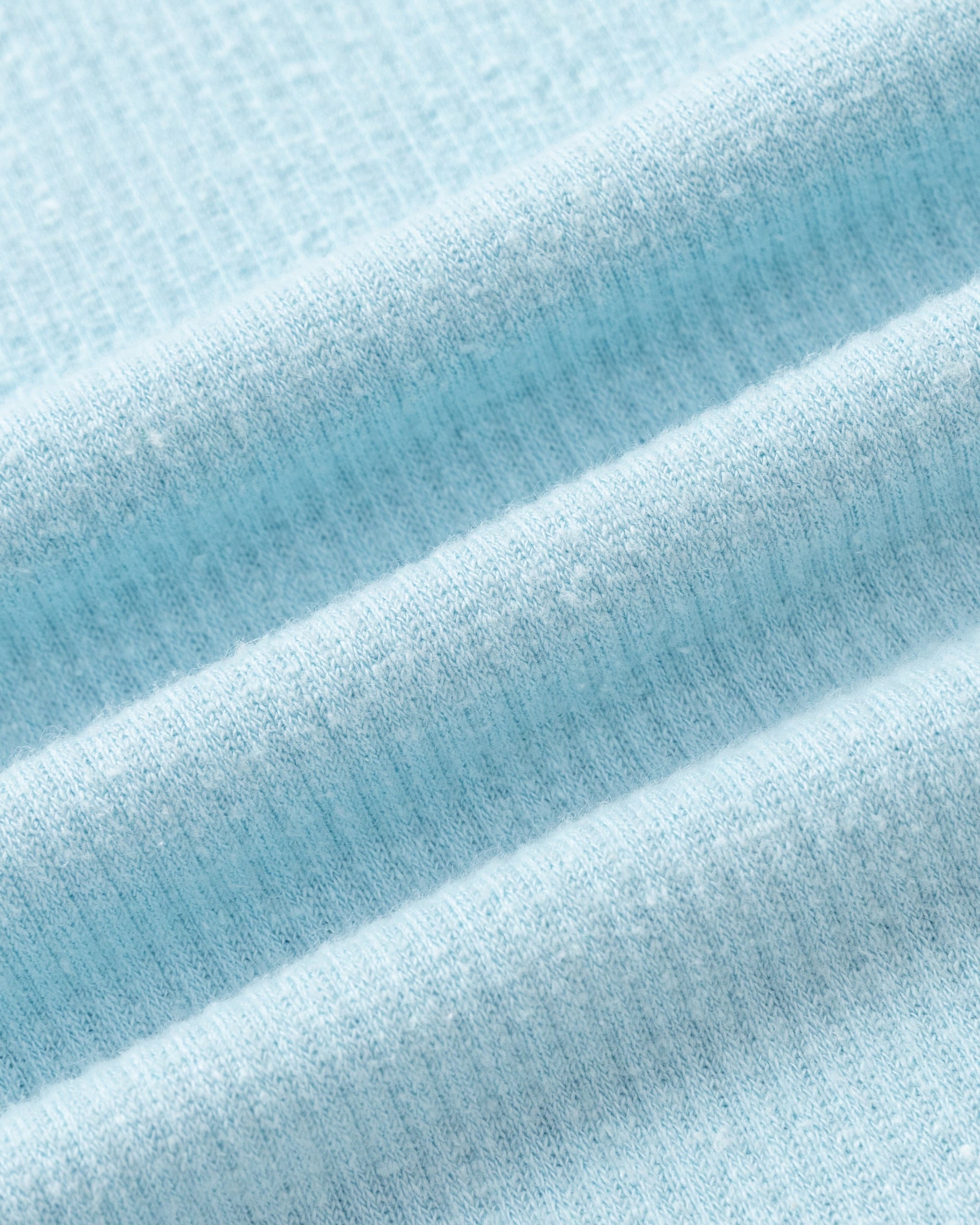 Juana Selene Shorts sky blue (hemp–tencel–spandex) textile close-up showing spongy rib knit texture
