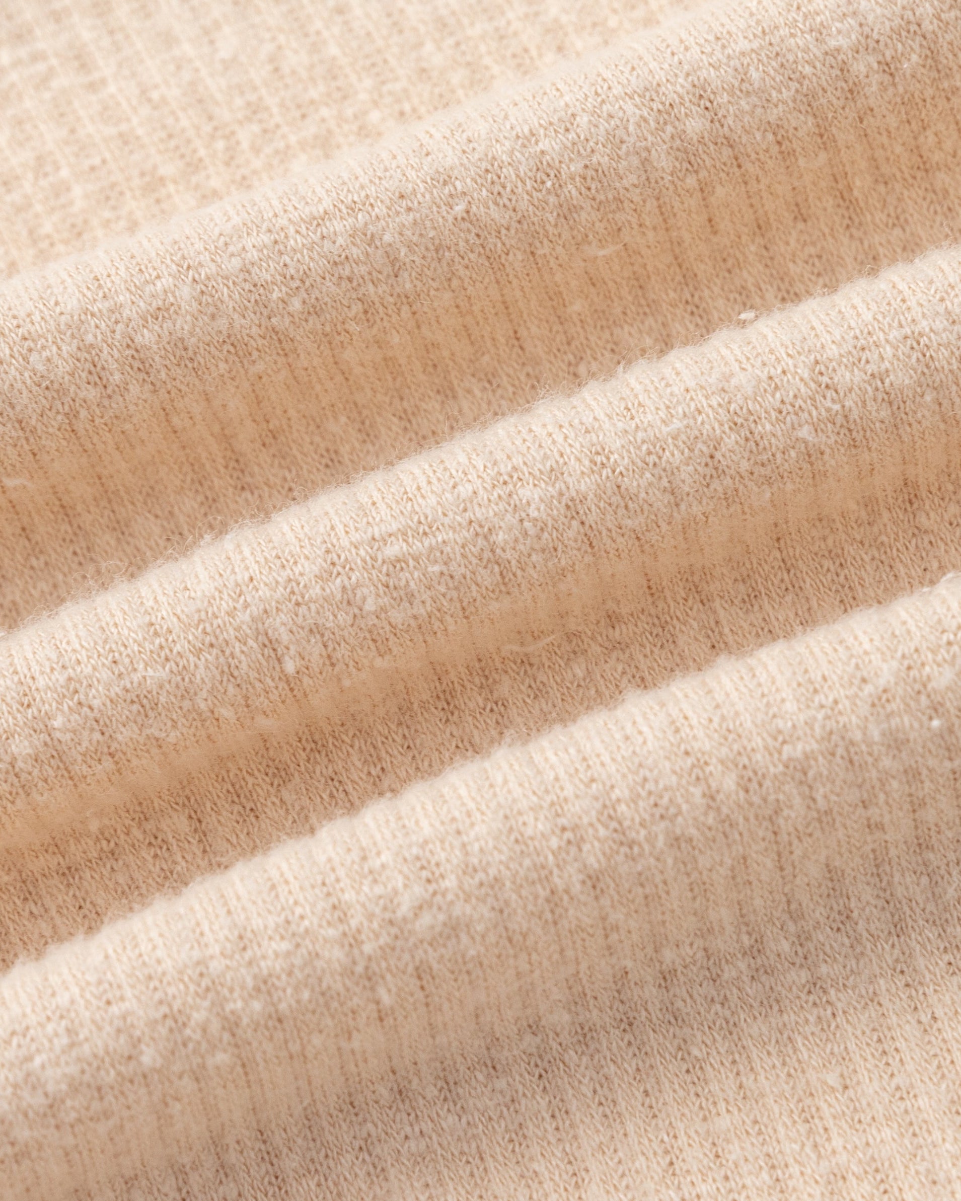 Juana Selene Shorts tan (hemp–tencel–spandex) textile close-up showing spongy rib knit texture