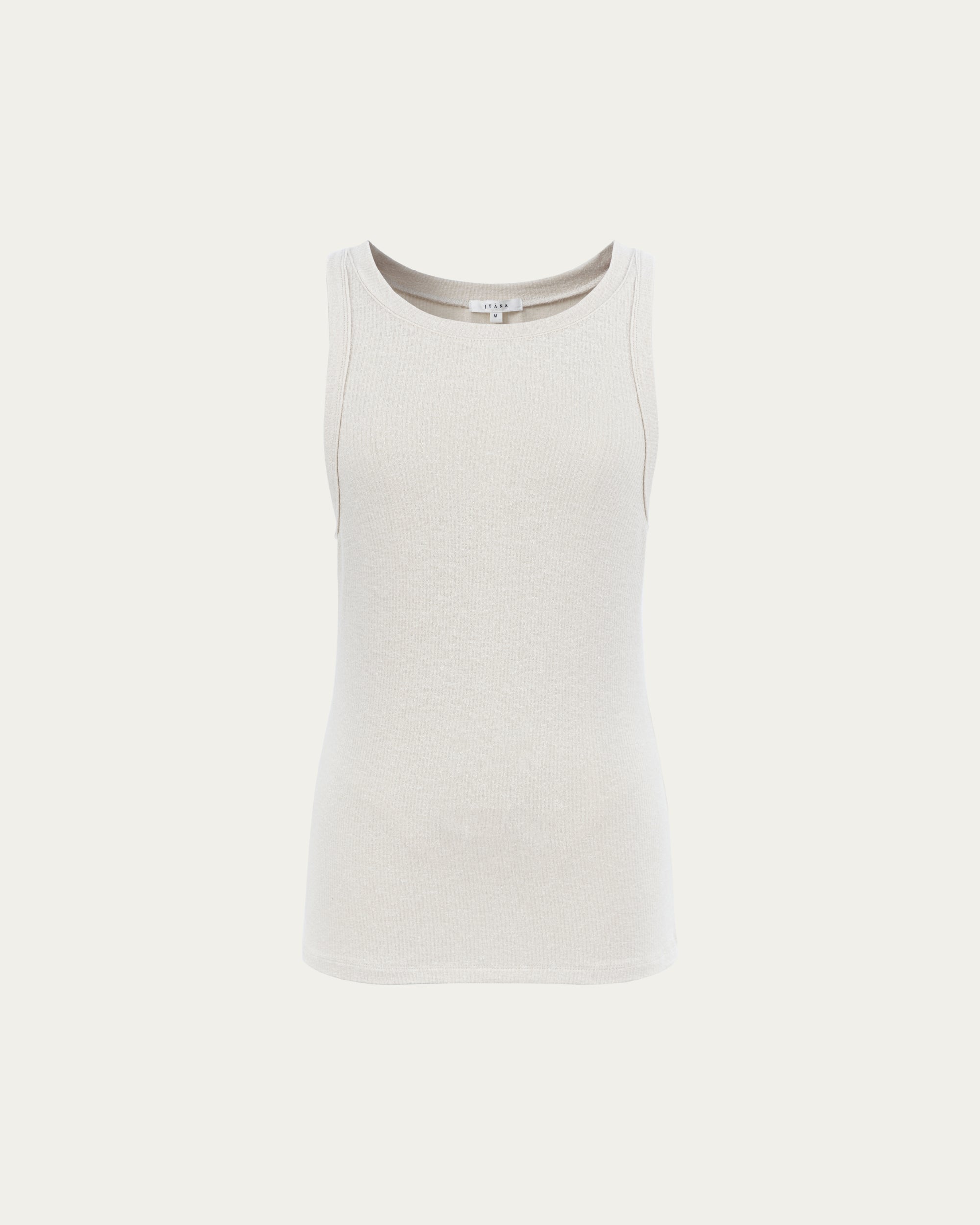 Juana Selene Tank cement (hemp–Tencel) ghost front view with slim silhouette