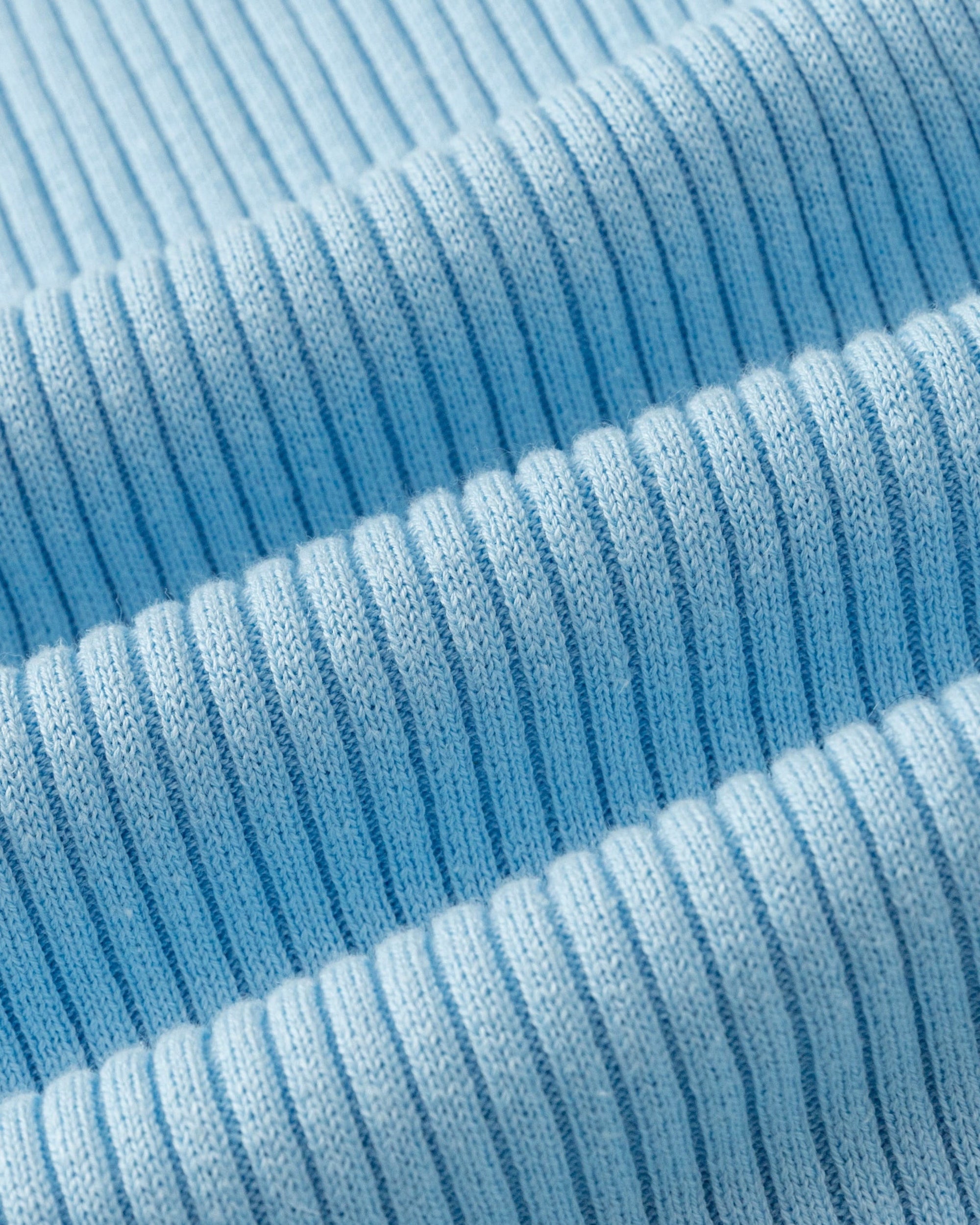 Juana Sera Rib Knit Skirt blue (sustainable hemp–cotton) textile swatch showing rib knit and soft hand feel