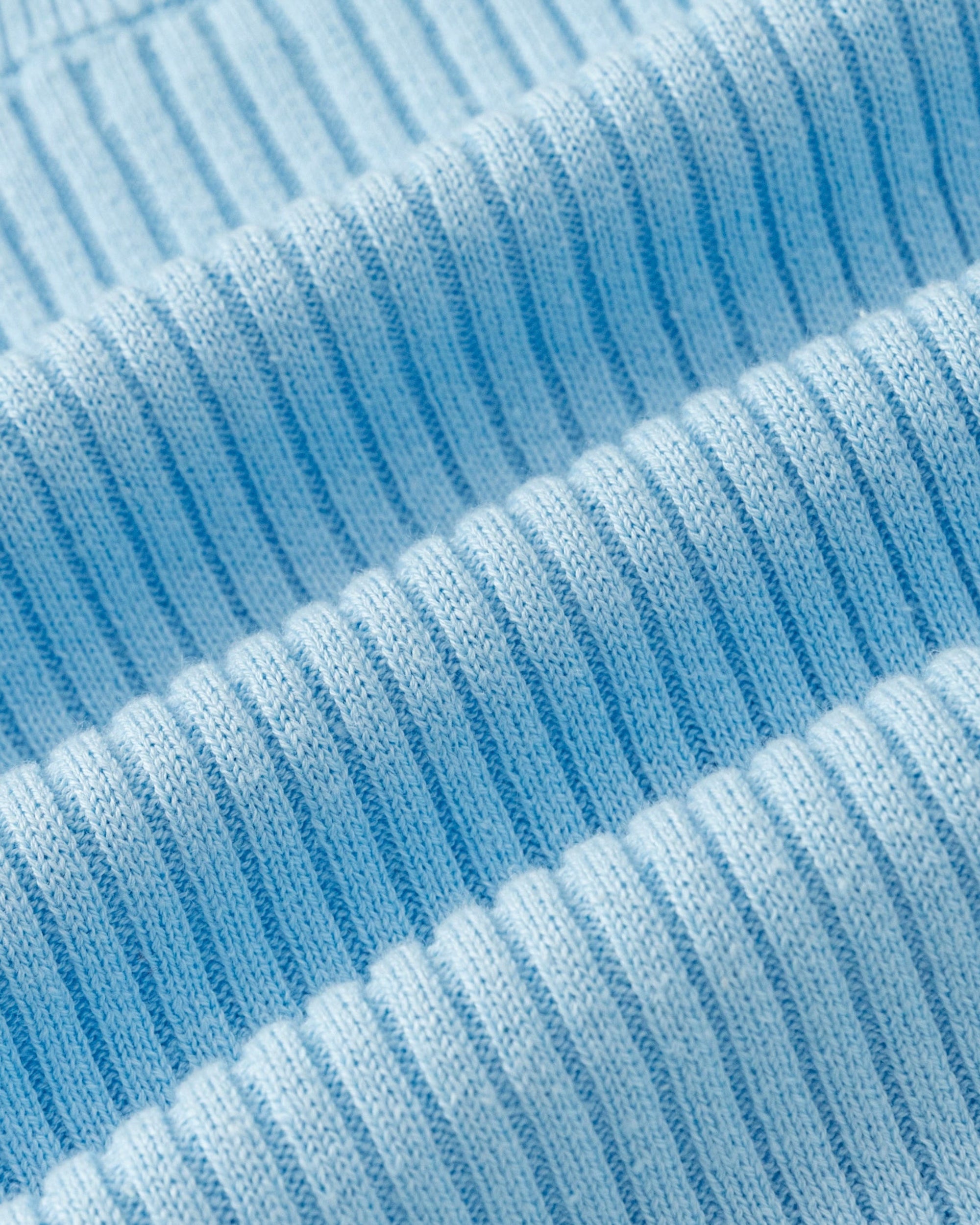 Juana Sera Rib Knit Tank blue (hemp–cotton) textile swatch showing ribbed structure and soft hand