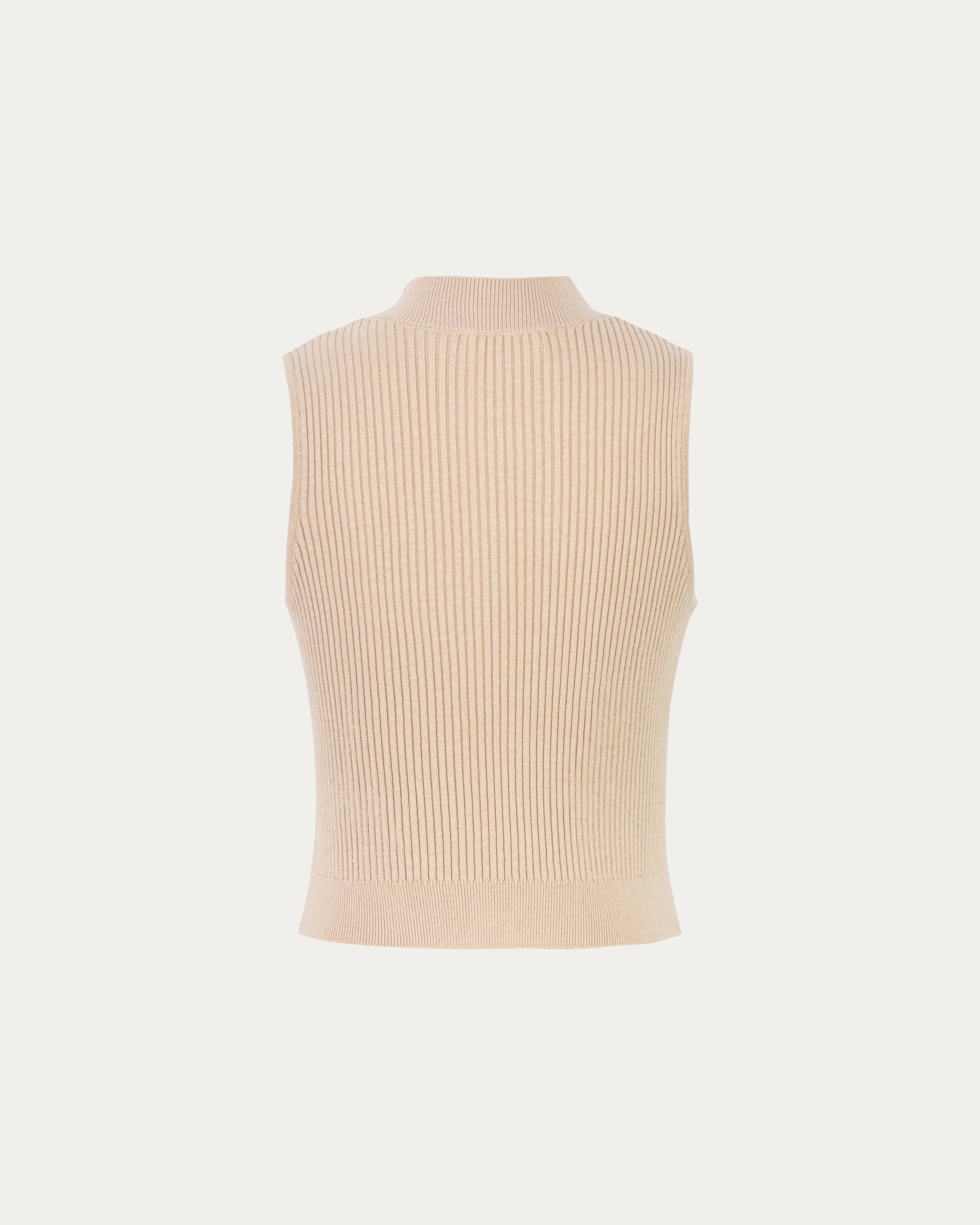 Juana Sera Rib Knit Tank tan (hemp–cotton) ghost back showing clean back line and rib knit drape