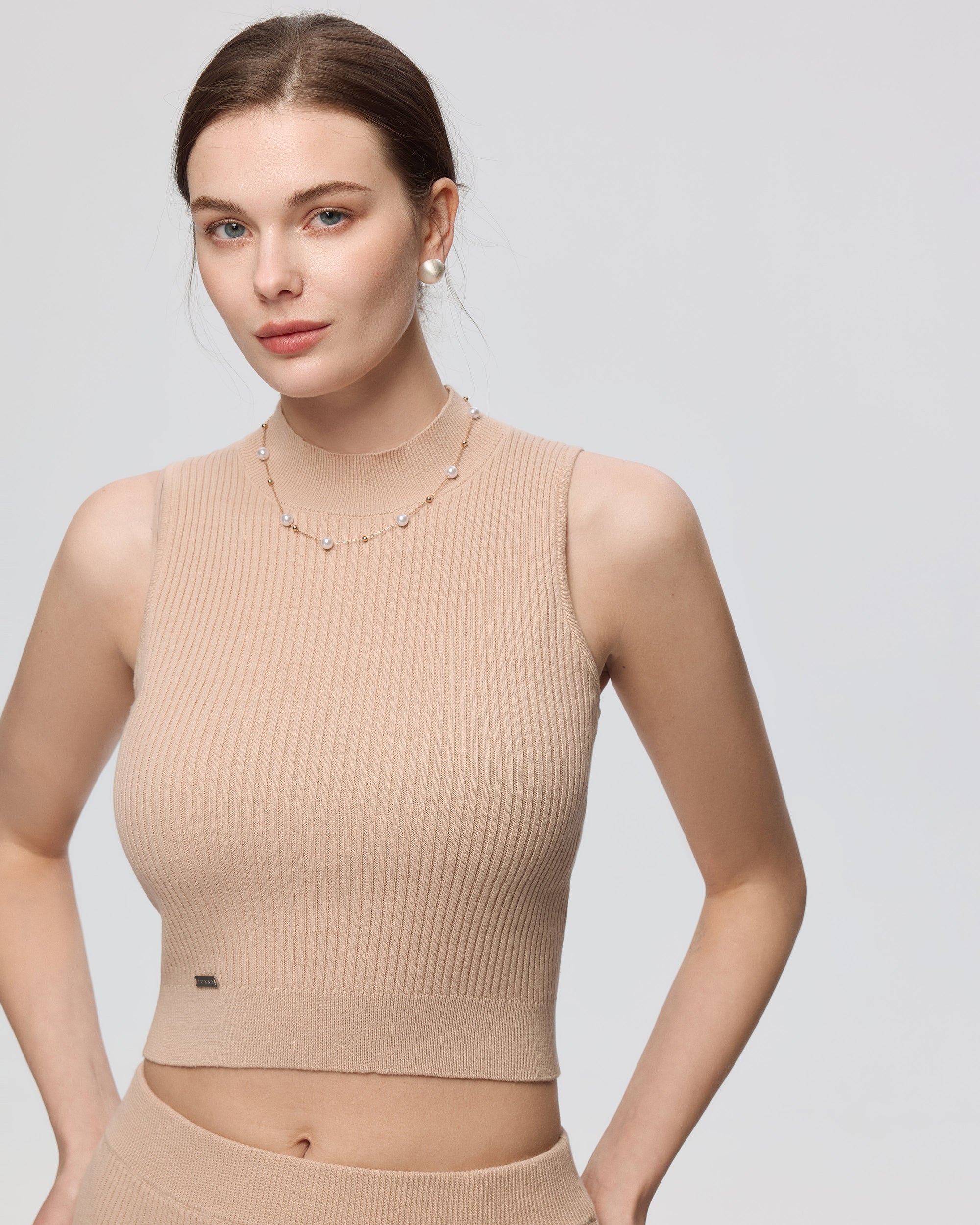 Juana Sera Rib Knit Tank tan (hemp–cotton) styled look highlighting rib texture and easy layering