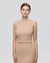 Juana Sera Rib Knit Tank tan (hemp–cotton) on model showing high neckline and streamlined fit