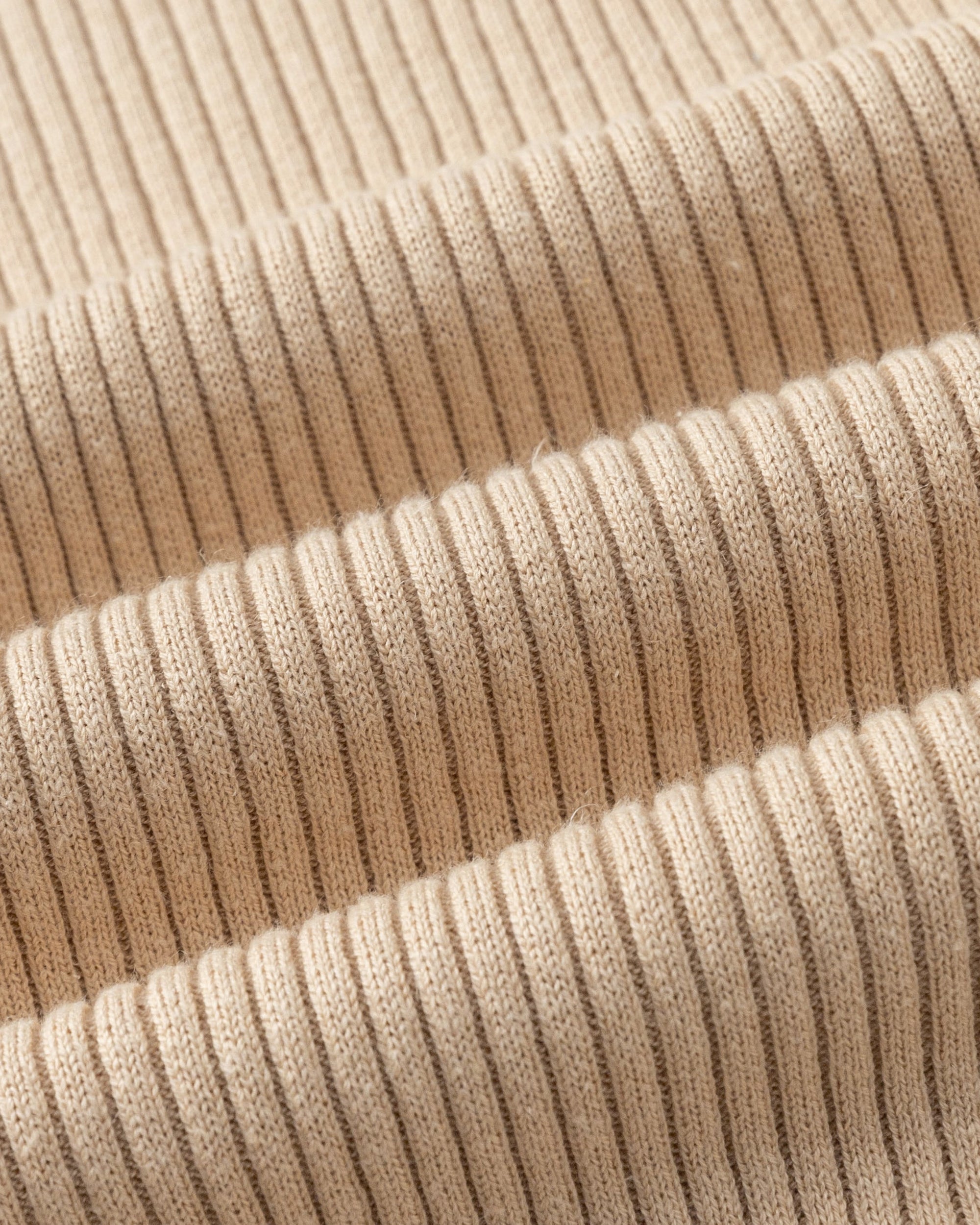 Juana Sera Rib Knit Tank tan (hemp–cotton) textile swatch showing ribbed structure and soft hand