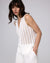 Juana Sumire Open Knit Button Front Tank white (cotton–cellulose–rayon blend) model main view with button front