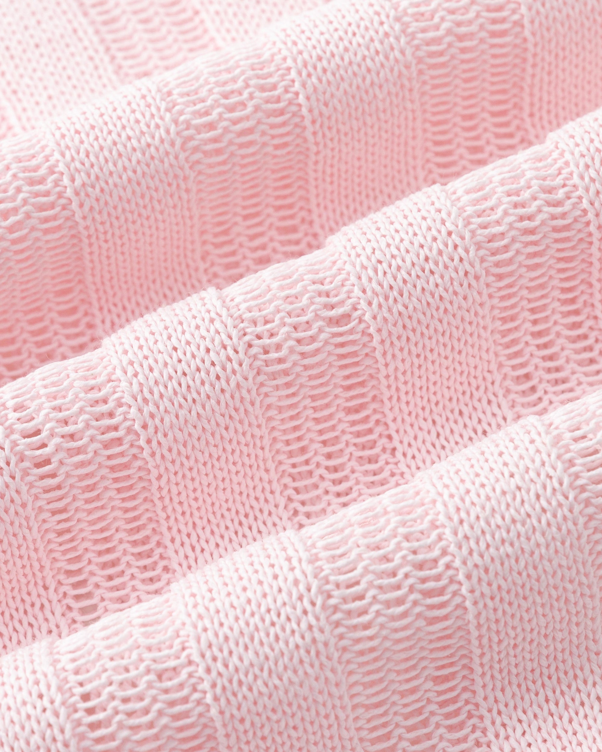 Juana Sumire Open Knit Striped Cardigan light pink (cotton–cellulose–rayon blend) textile close-up showing airy paper-derived yarn texture