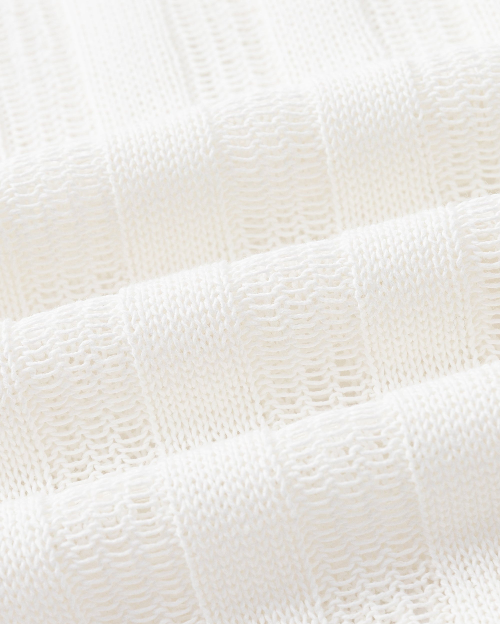 Juana Sumire Open Knit Striped Cardigan white (cotton–cellulose–rayon blend) textile close-up showing airy paper-derived yarn texture
