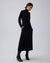 Juana Turtleneck Maxi Dress in Black (merino wool–hemp–silk blend) modeled from the front with a true-to-size fit and flowing maxi silhouette.