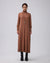 Juana Turtleneck Maxi Dress in Chestnut (merino wool–hemp–silk blend) shown close up with the turtleneck