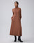 Juana Turtleneck Maxi Dress in Chestnut (merino wool–hemp–silk blend) styled for daytime wear with the turtleneck and A-line skirt visible.