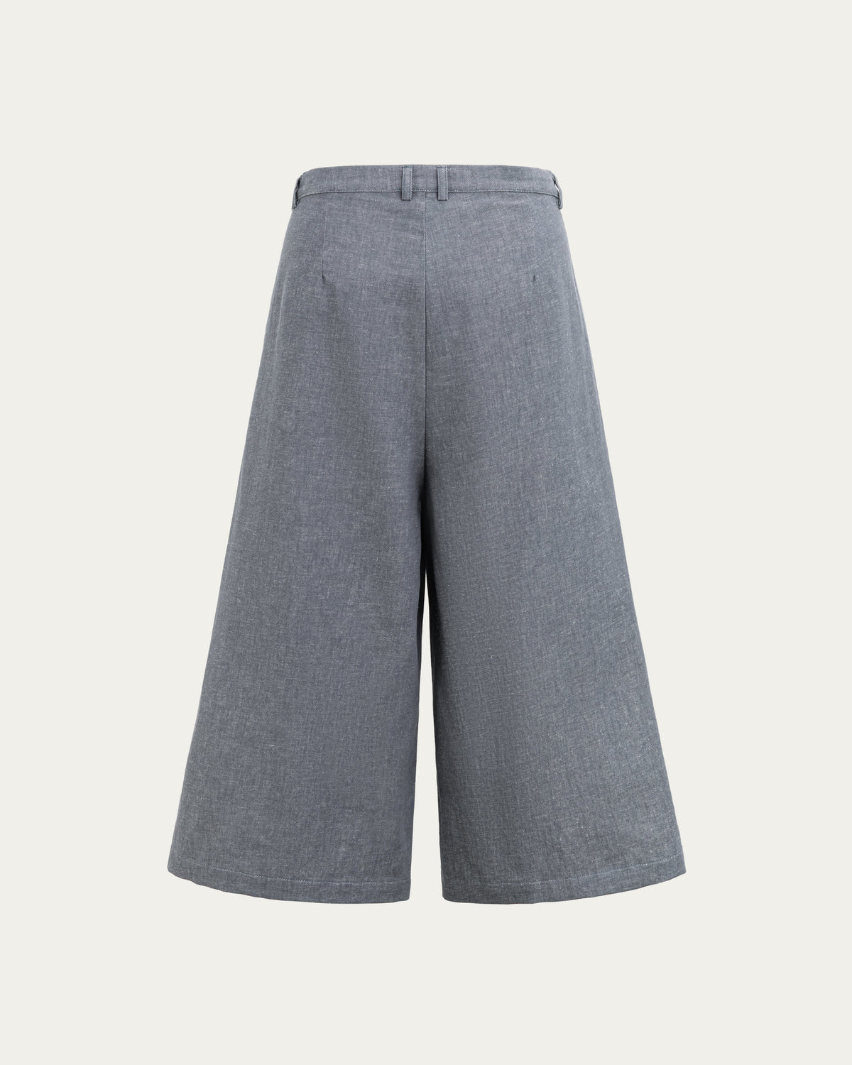 Juana Wide Leg Culotte Shorts Riverstone (hemp–cotton) ghost back view showing the clean tailored shape