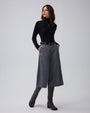 Juana Wide Leg Culotte Shorts Riverstone (hemp–cotton) styled in a polished daytime look with front pleats visible