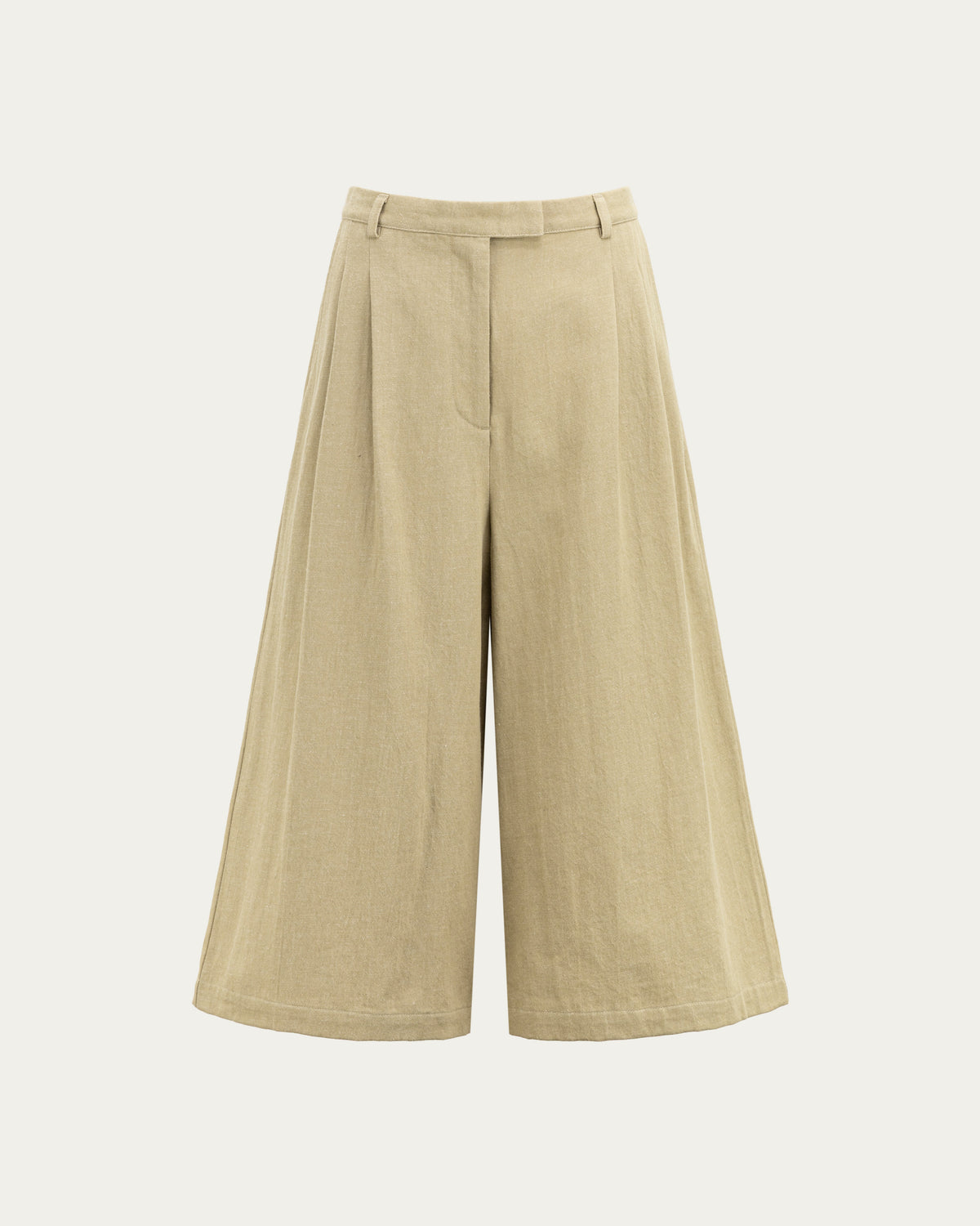 Juana Wide Leg Culotte Shorts Sand (hemp–cotton) ghost front view showing the cropped wide-leg silhouette
