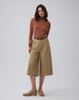 Juana Wide Leg Culotte Shorts Sand (hemp–cotton) worn in the main front view with a cropped wide-leg silhouette