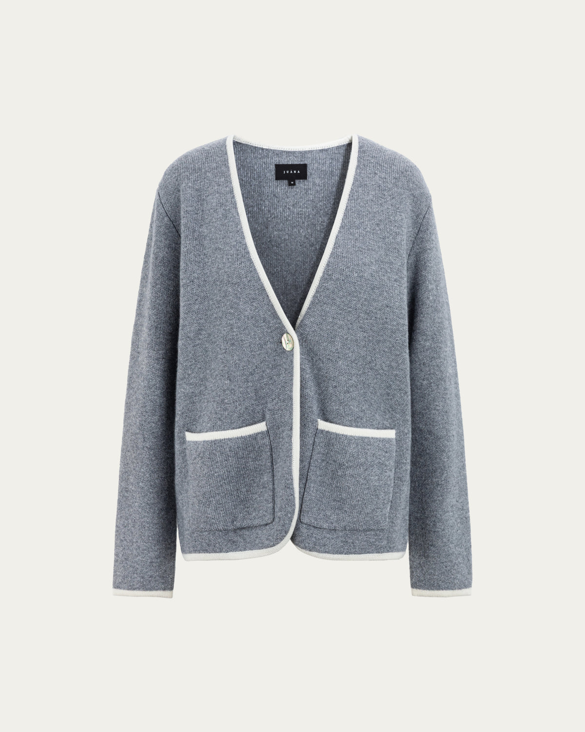 Juana Wool Cashmere Sweater Blazer in Heather Gray (wool–cashmere) shown from the front with a semi-fitted silhouette